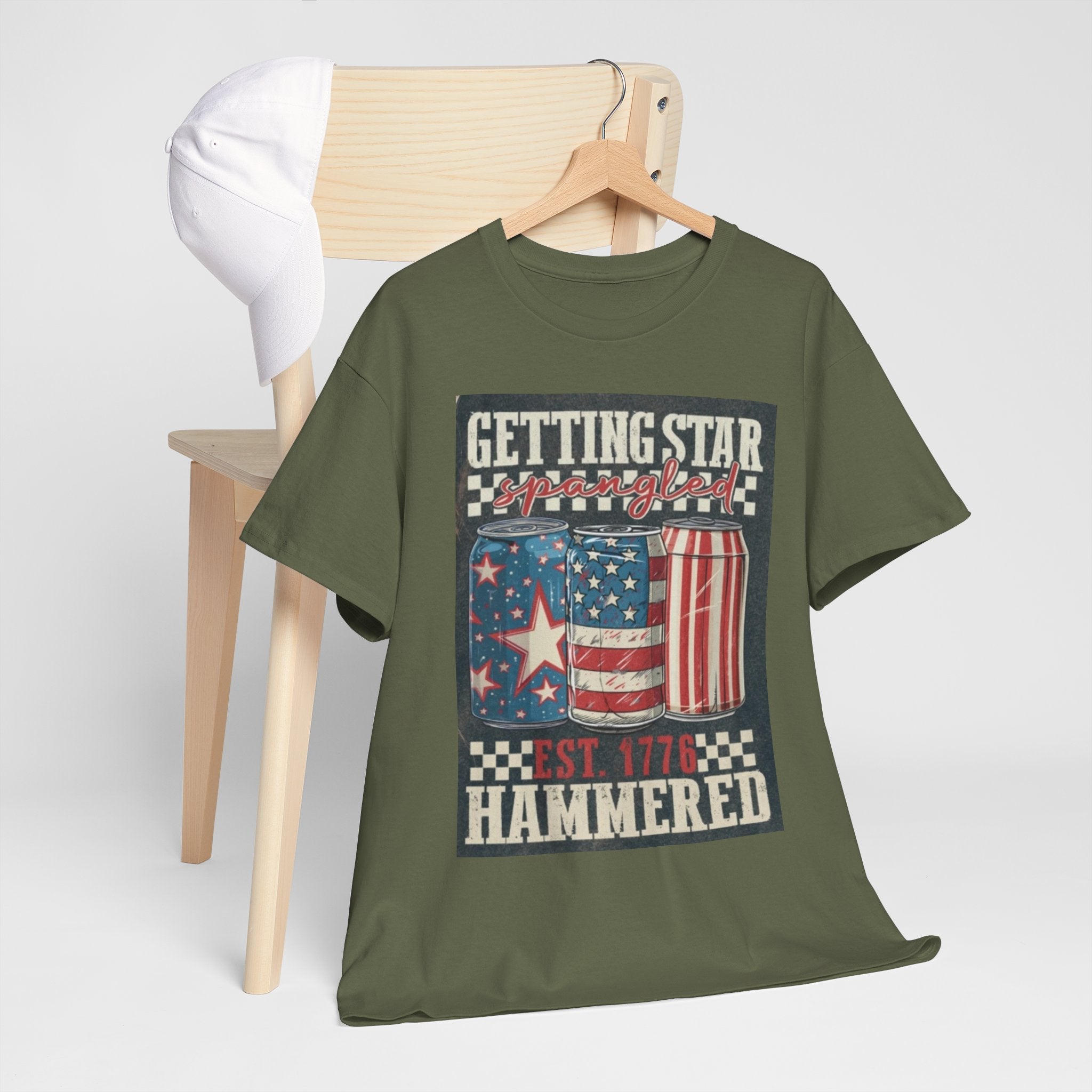 Getting Star Hammered Tee — Patriotic 4th of July Beer Can T-Shirt (Est. 1776)