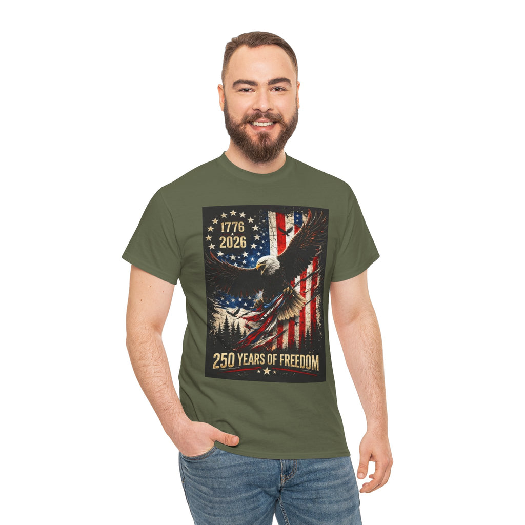 Patriotic Tee — 1776–2026 Bald Eagle "250 Years of Freedom" Shirt