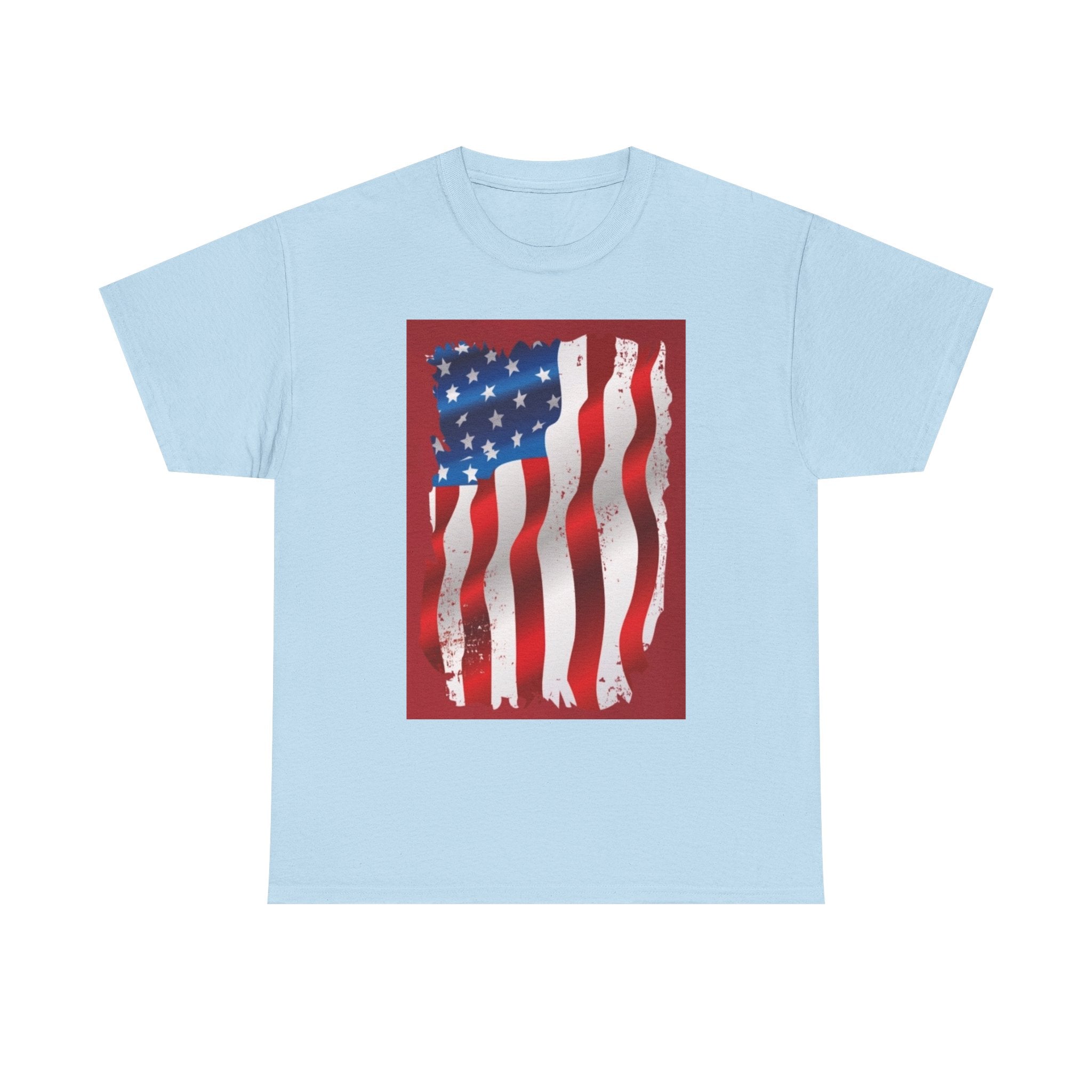 American Flag Graphic Tee — Distressed Wavy Stars & Stripes