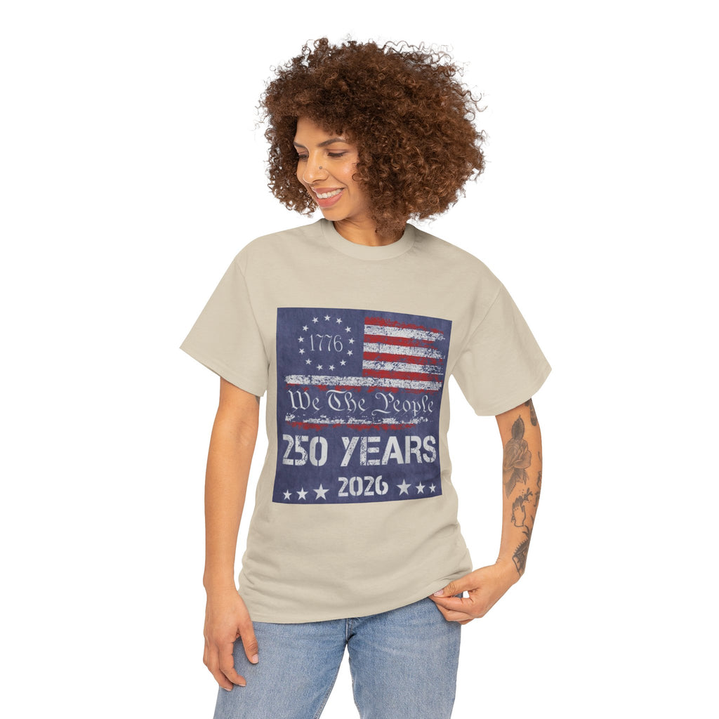 T-Shirt — Vintage 'We The People 250 Years 2026' Patriotic American Flag Tee