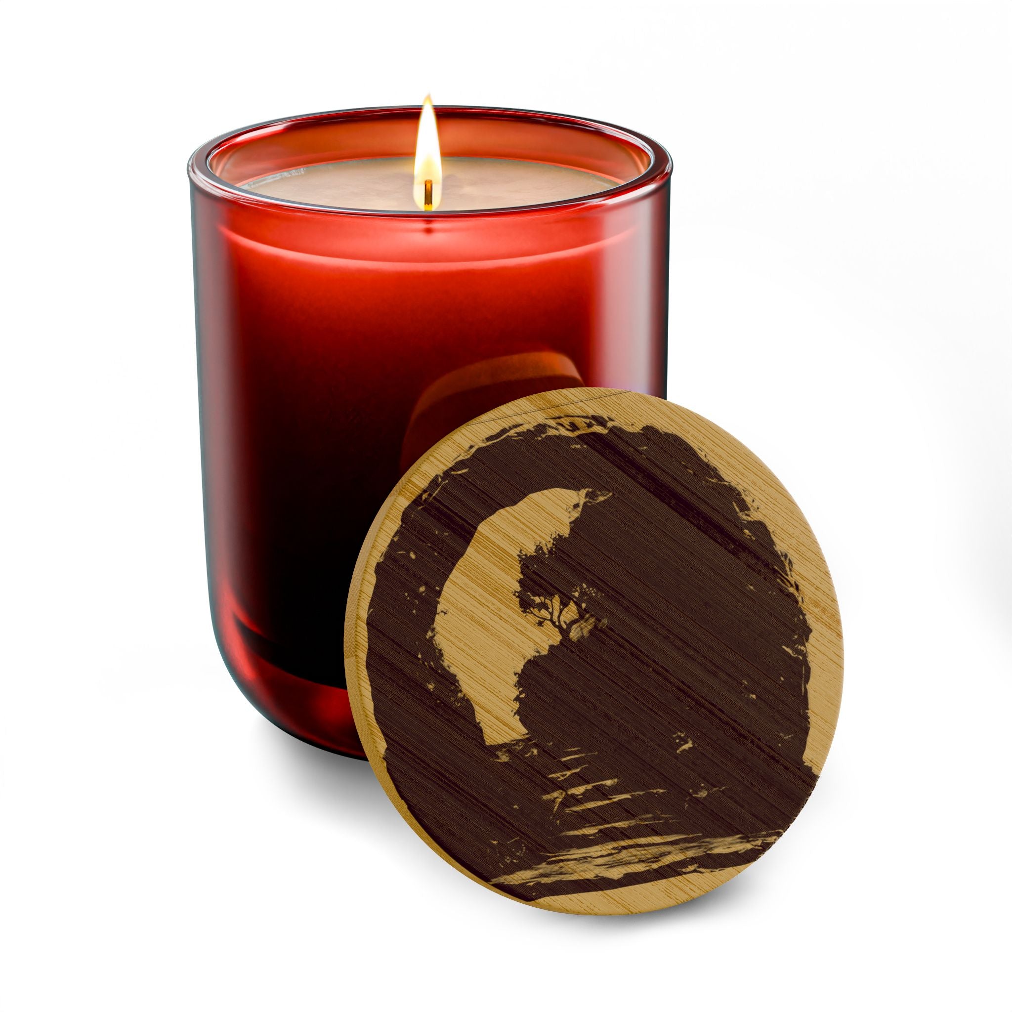 Engraved 14oz Soy Candle — Moon & Waves Scented Candle with Wooden Lid