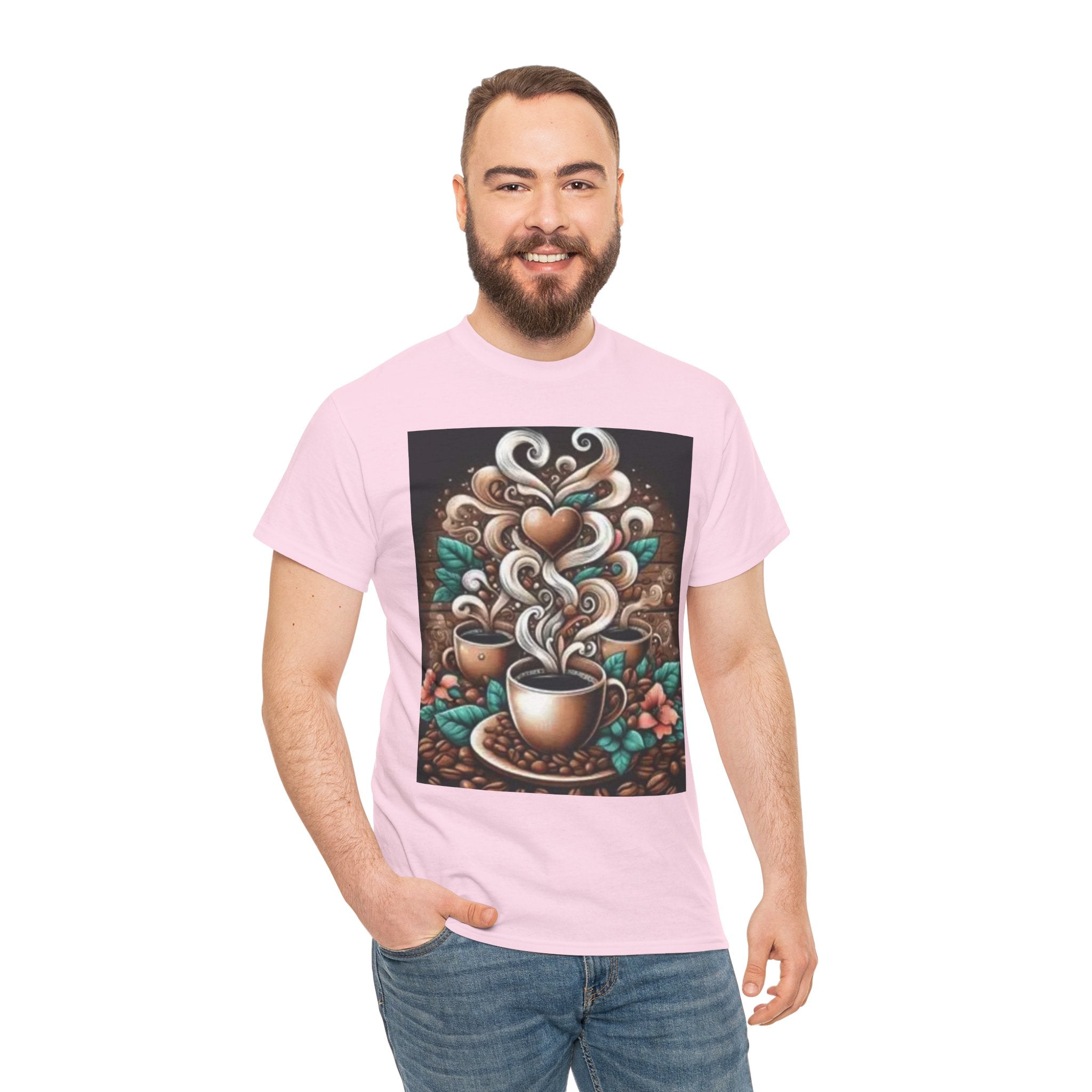 Coffee Cup T-Shirt — Whimsical Steaming Heart Coffee Design