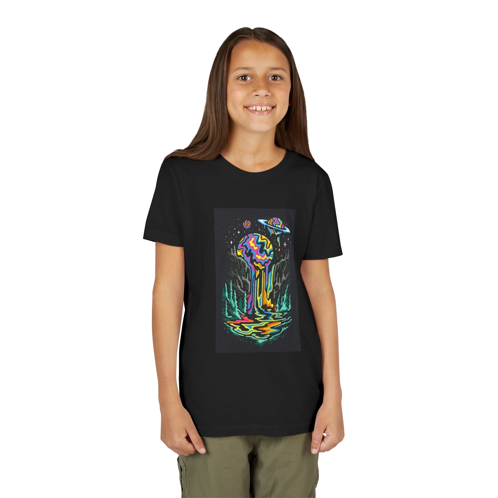 Youth Tee — Neon Drip Planet Space Graphic