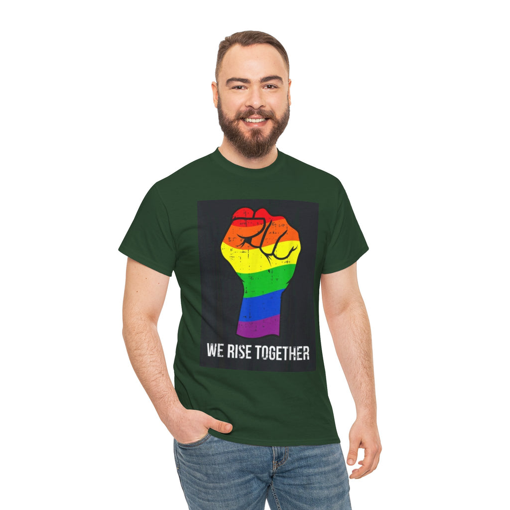 We Rise Together Rainbow Fist T-Shirt