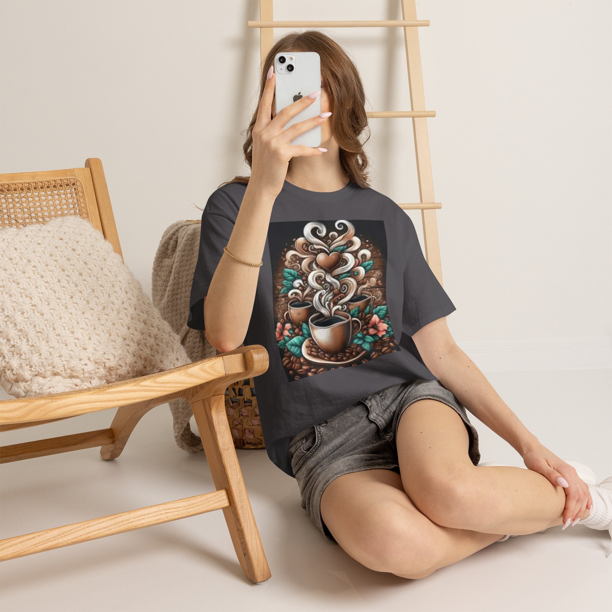 Coffee Cup T-Shirt — Whimsical Steaming Heart Coffee Design