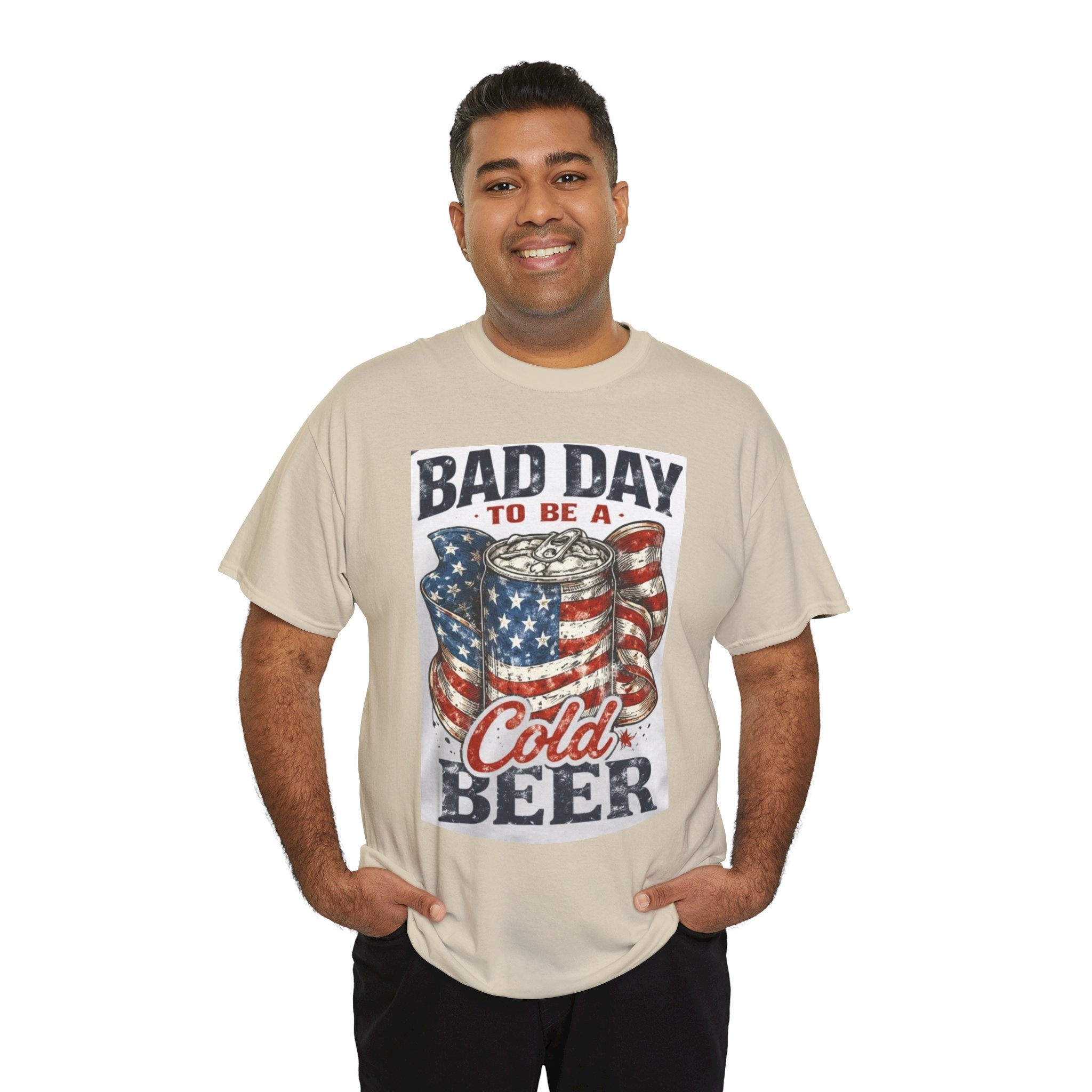 Bad Day to Be a Cold Beer T-Shirt — American Flag Beer Can Graphic Tee