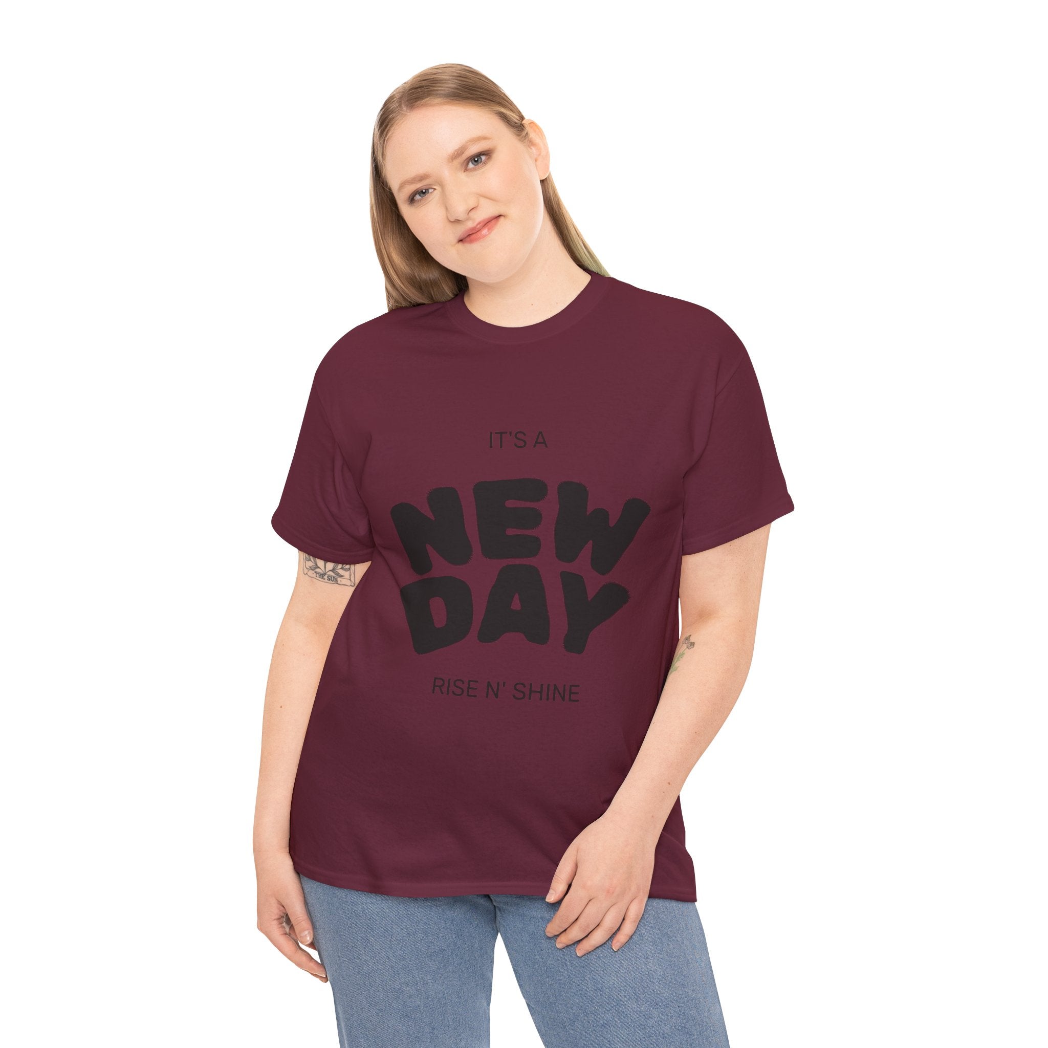 New Day Tee — "It's a New Day, Rise N' Shine" Motivational T-Shirt