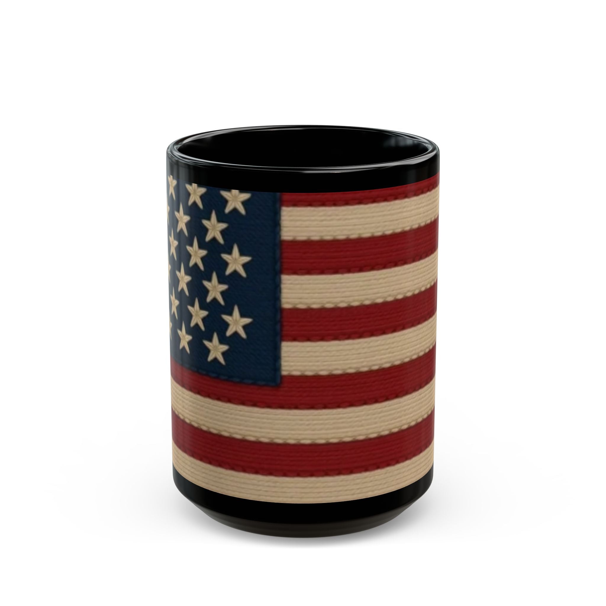 American Flag Vintage Black Mug — Patriotic Stars & Stripes Coffee Cup (11oz/15oz)