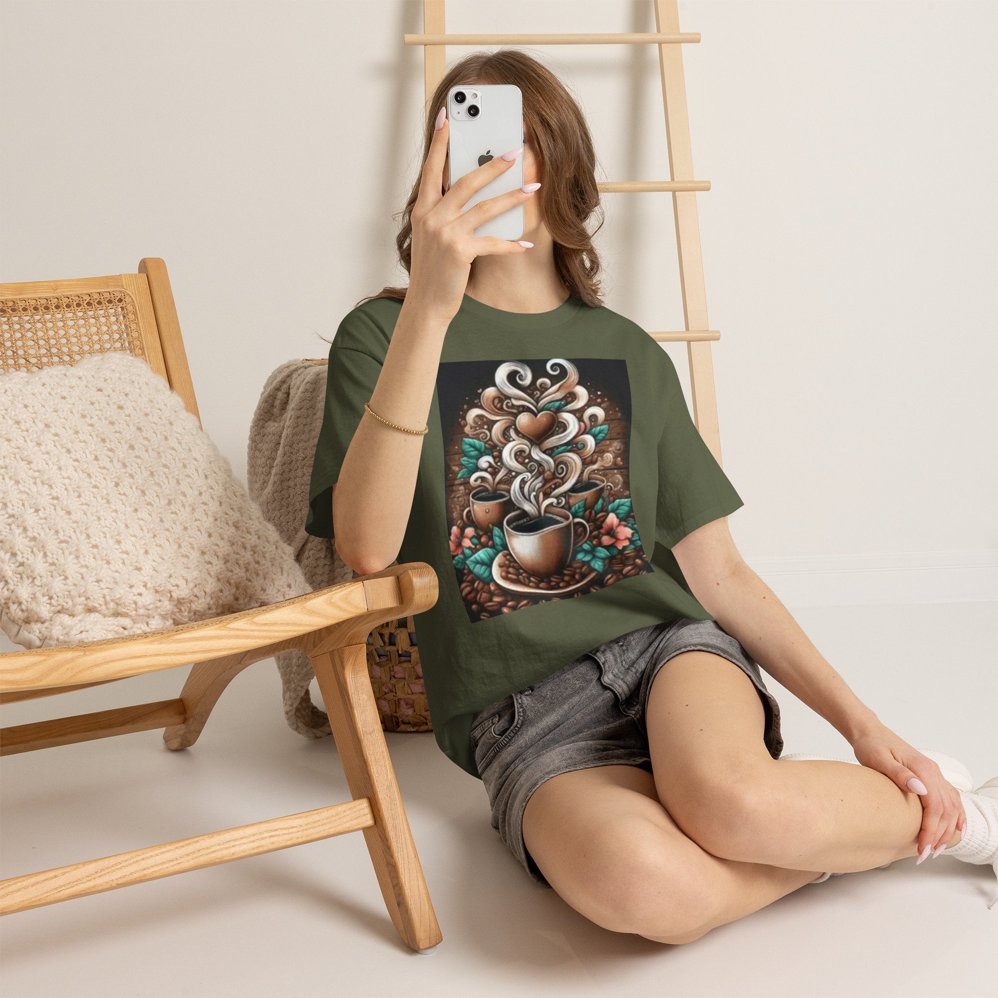 Coffee Cup T-Shirt — Whimsical Steaming Heart Coffee Design