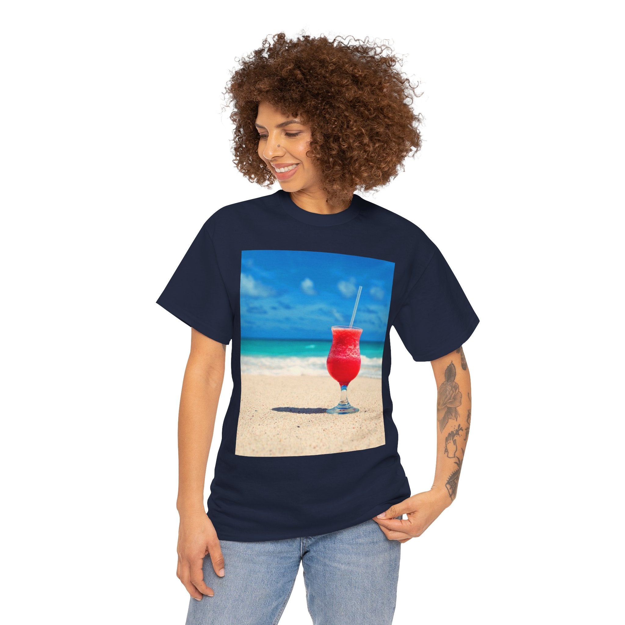 Tropical Beach Cocktail Graphic Tee (Summer Vacation Drink)