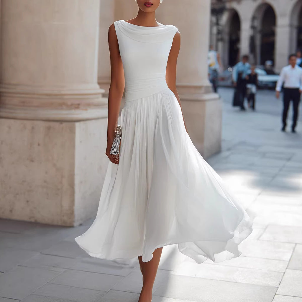 Elegant Party Unique Chiffon Boat-Neckline Dress For Women