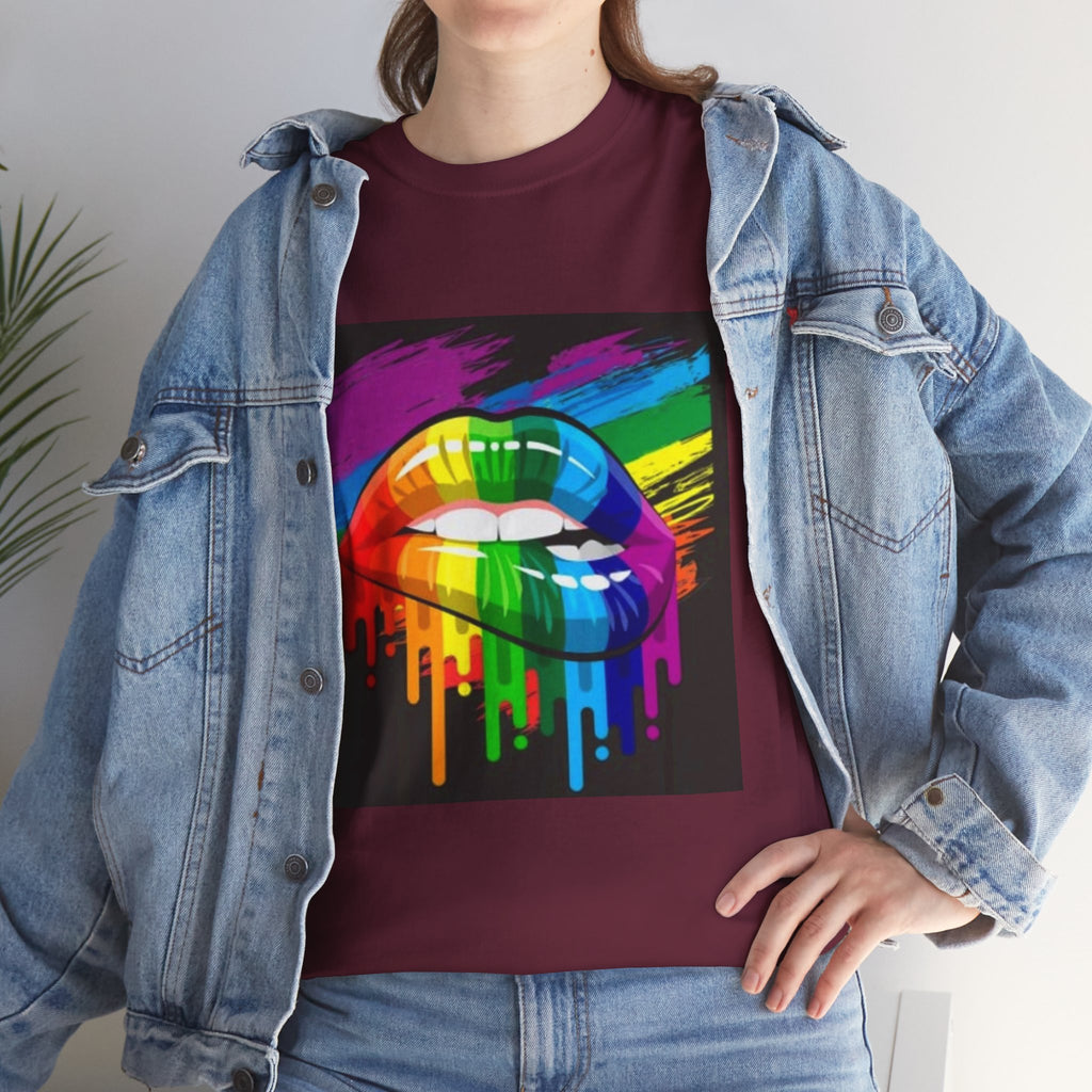 T-Shirt — Rainbow Drip Lips Pride Graphic Tee