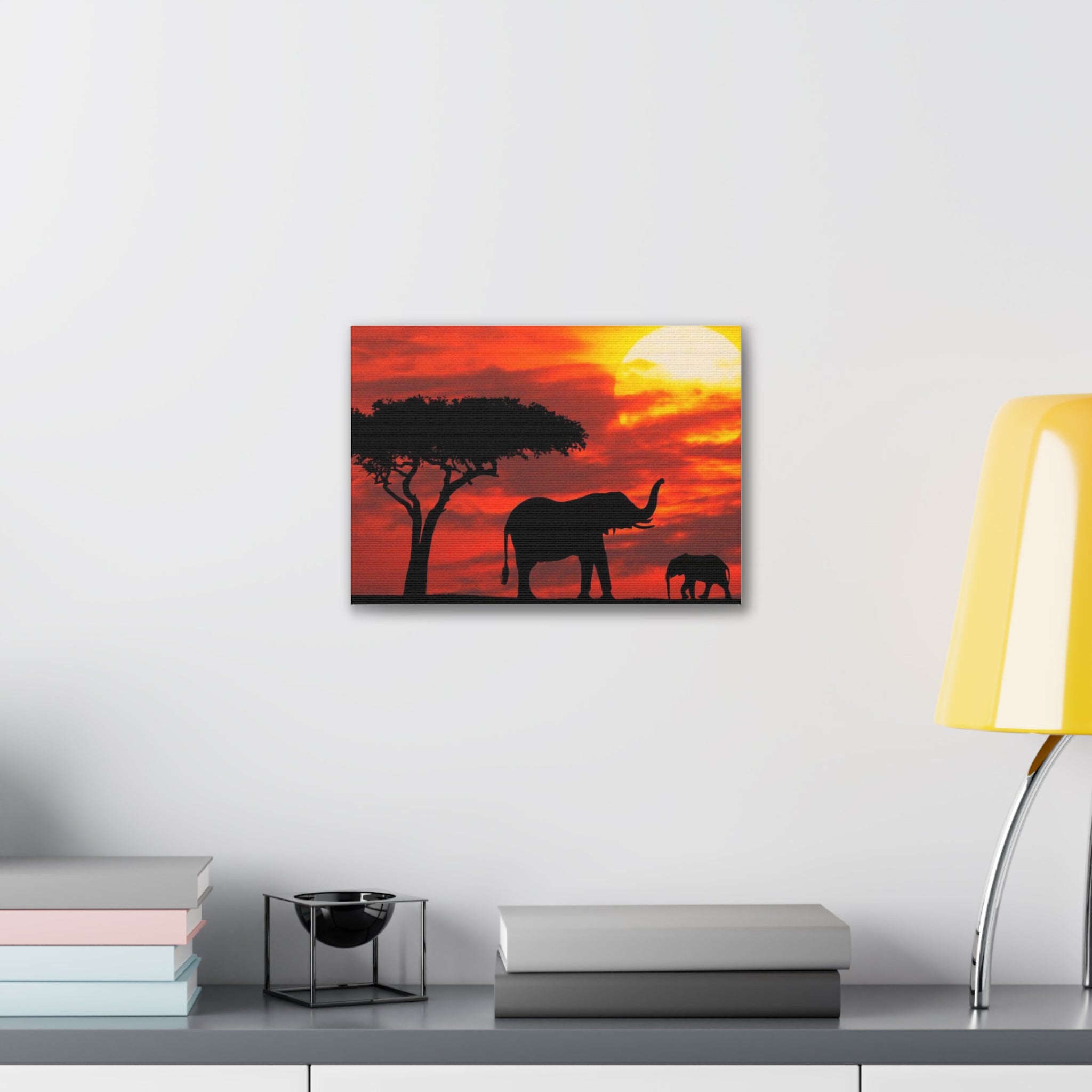 Elephant Sunset Canvas Print — African Safari Wall Art