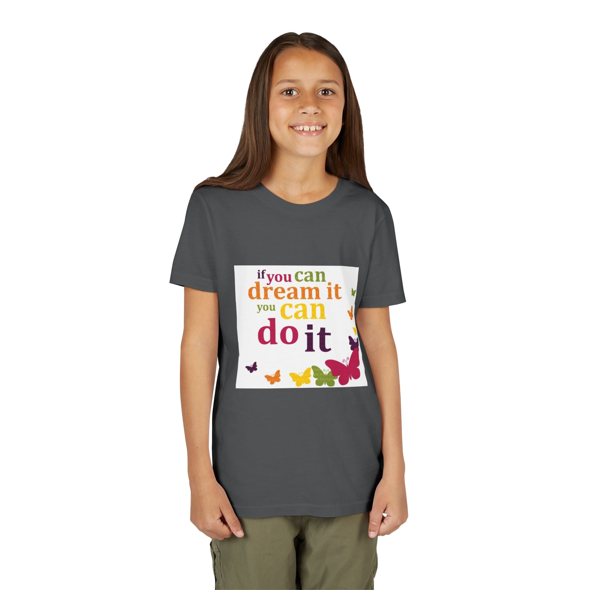 Youth Tee – "If You Can Dream It You Can Do It" Colorful Butterfly Inspirational Shirt