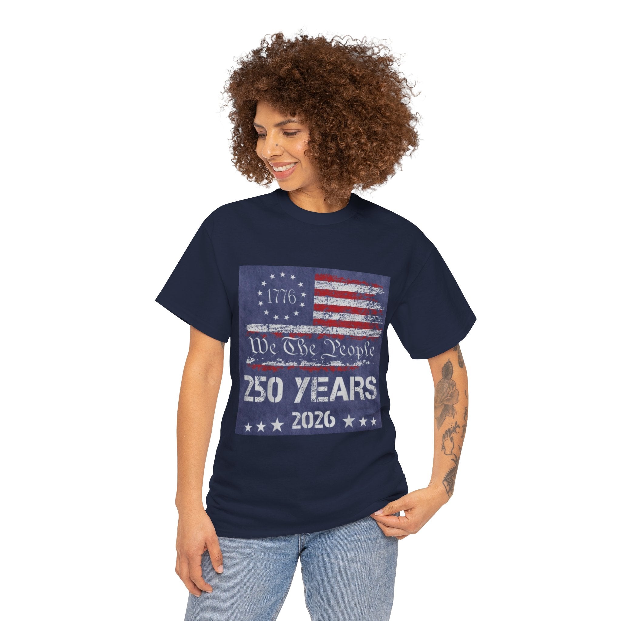 T-Shirt — Vintage 'We The People 250 Years 2026' Patriotic American Flag Tee