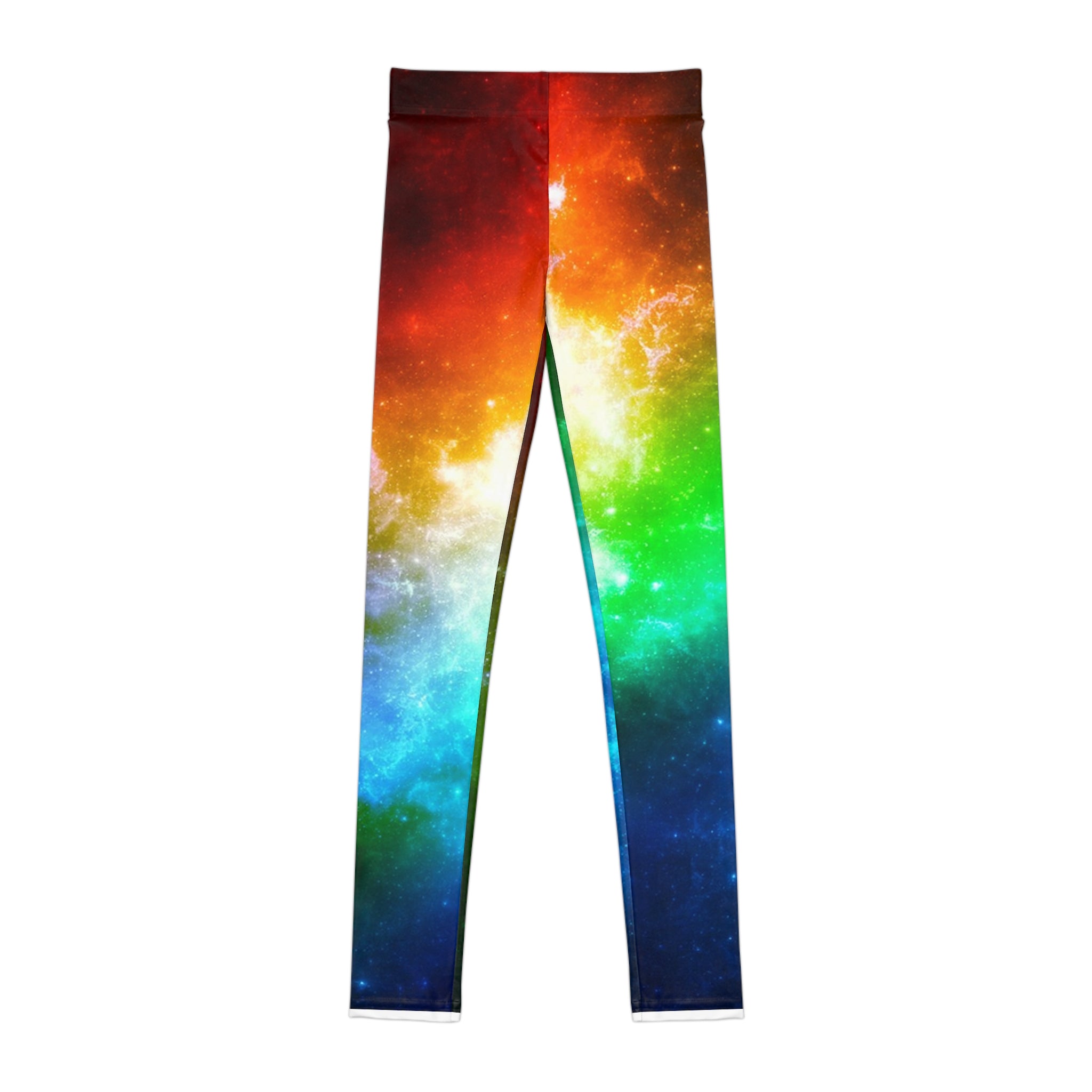 Youth Rainbow Galaxy Leggings — Colorful Space Print AOP