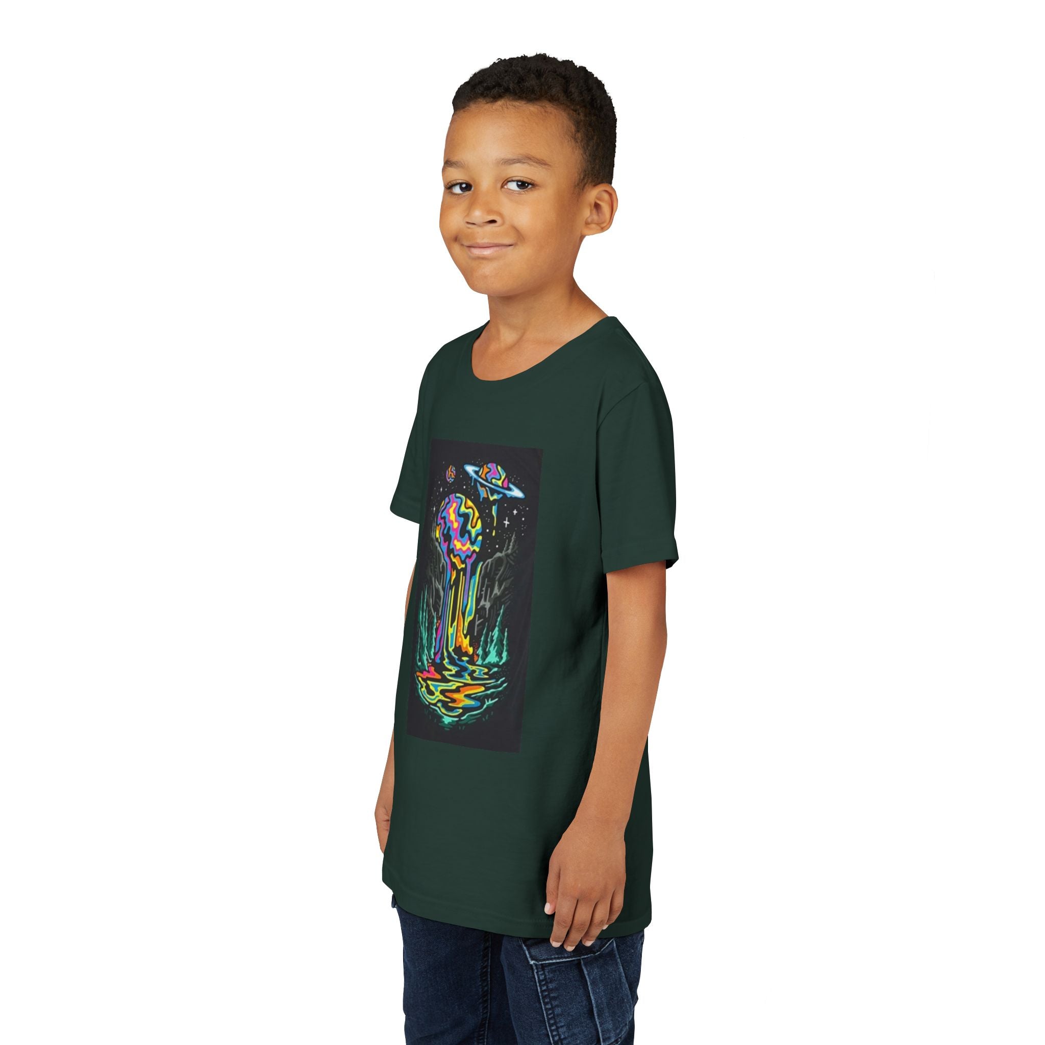 Youth Tee — Neon Drip Planet Space Graphic