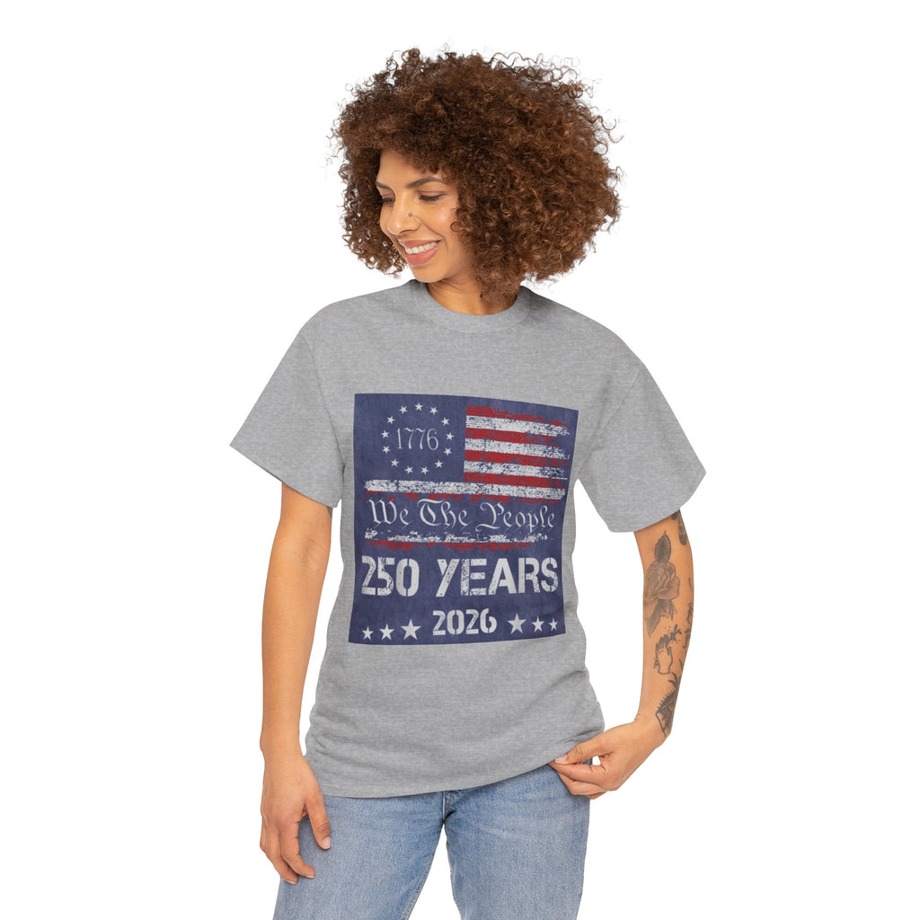 T-Shirt — Vintage 'We The People 250 Years 2026' Patriotic American Flag Tee