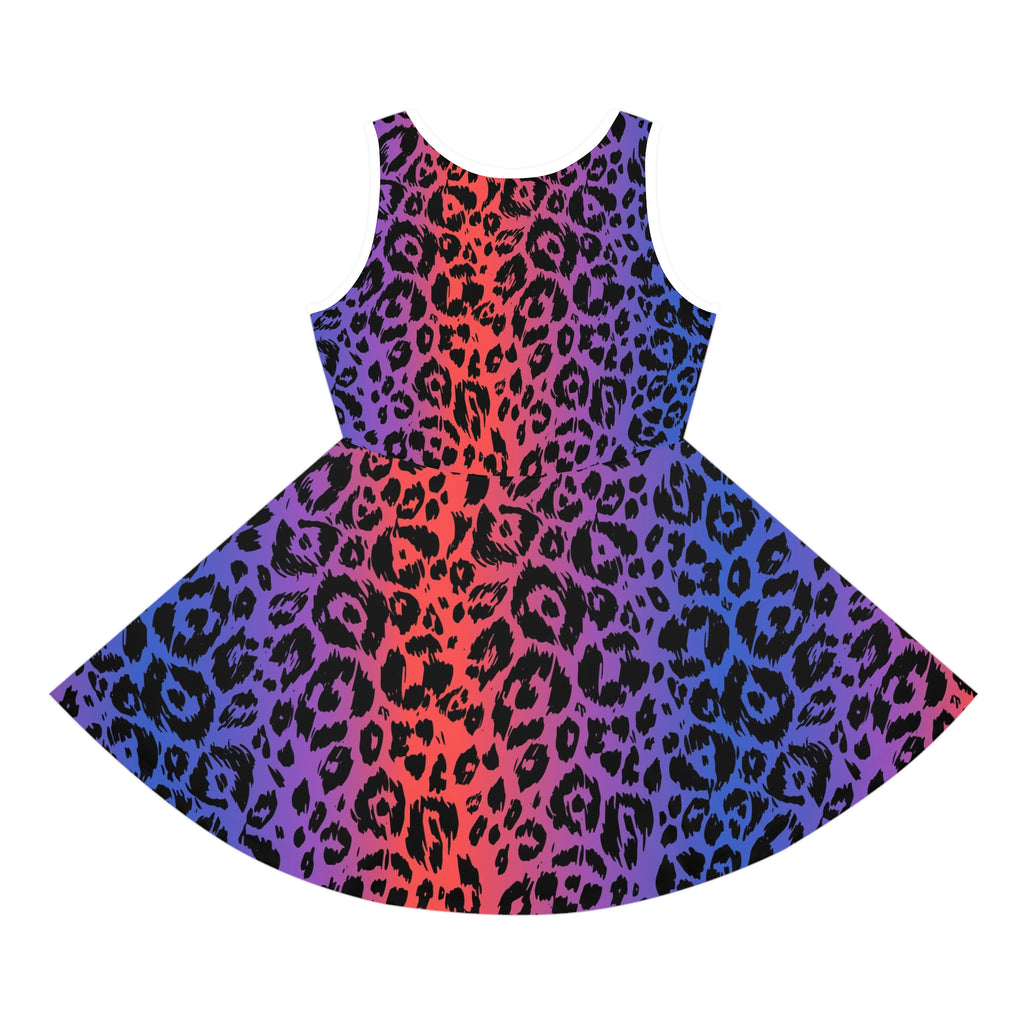 Girls' Leopard Print Sundress — Rainbow Ombre Twirl Dress