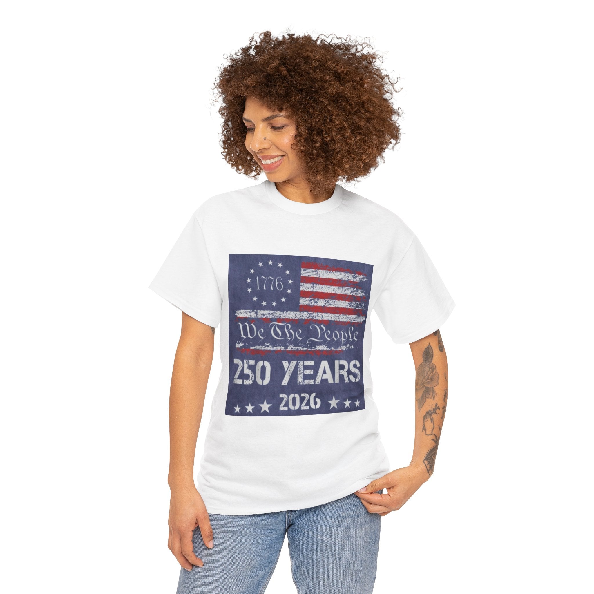T-Shirt — Vintage 'We The People 250 Years 2026' Patriotic American Flag Tee