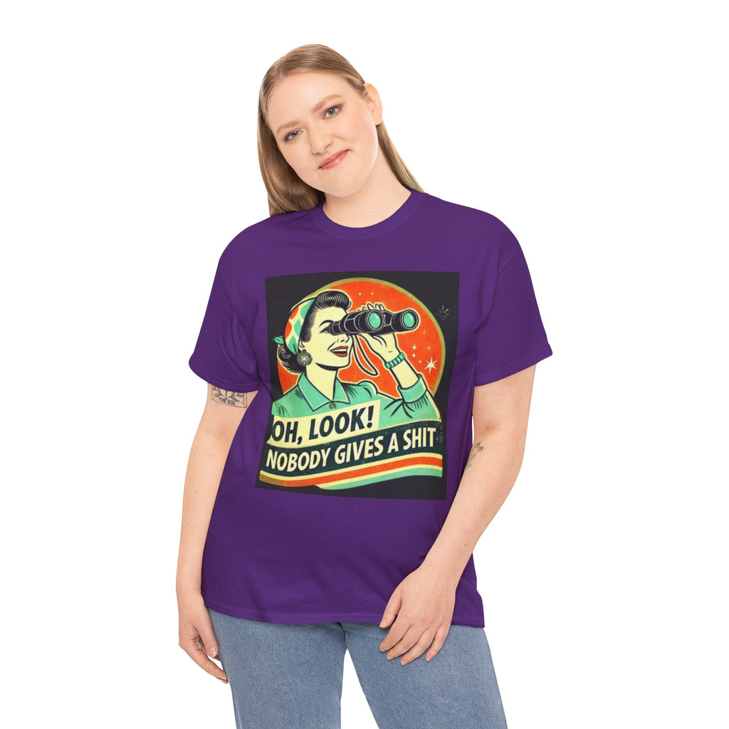 Graphic Tee — "Oh, Look! Nobody Gives a Shit" Retro Binoculars Design