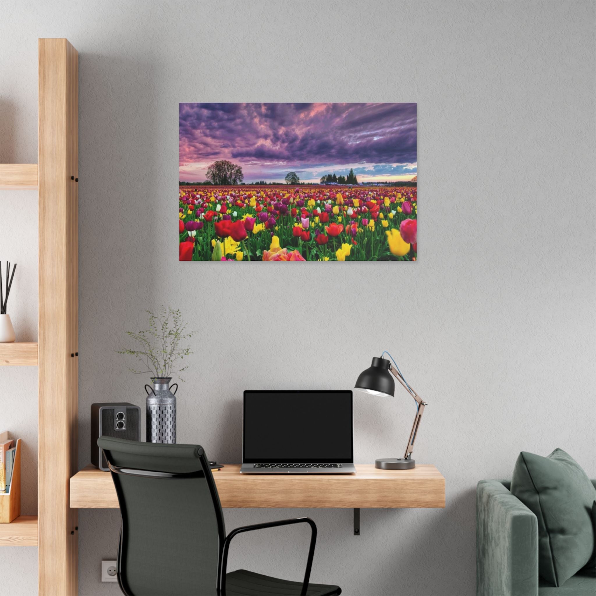 Tulip Field Sunset Canvas Print