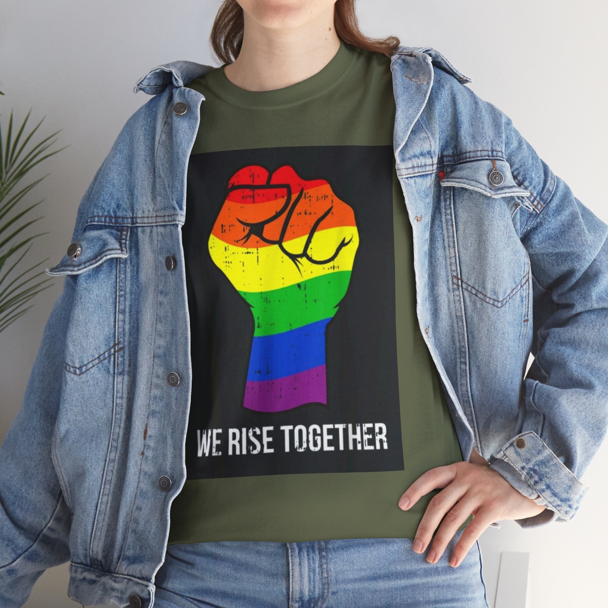 We Rise Together Rainbow Fist T-Shirt