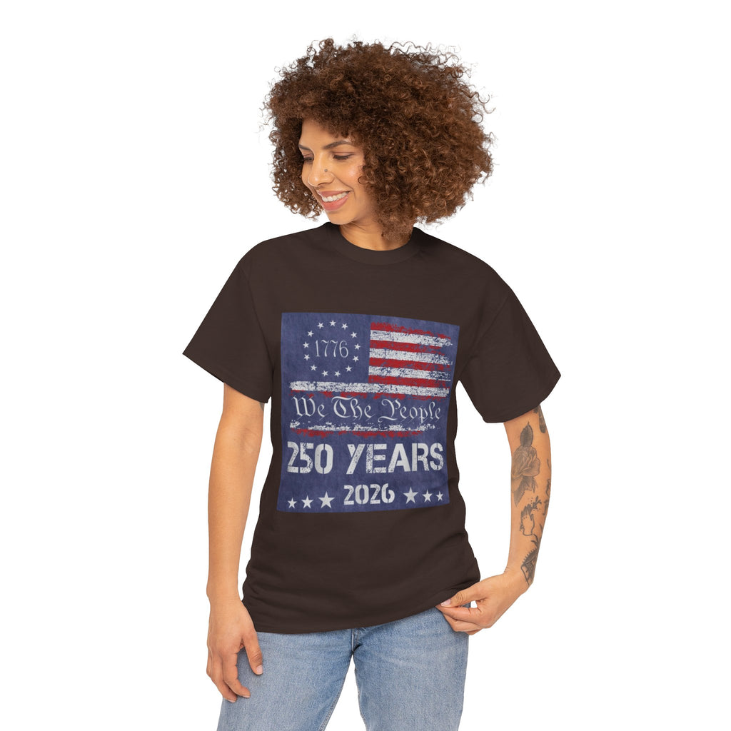 T-Shirt — Vintage 'We The People 250 Years 2026' Patriotic American Flag Tee