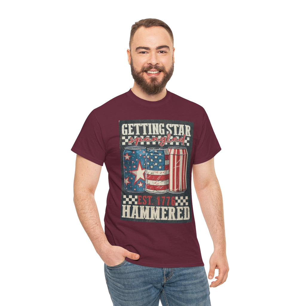Getting Star Hammered Tee — Patriotic 4th of July Beer Can T-Shirt (Est. 1776)