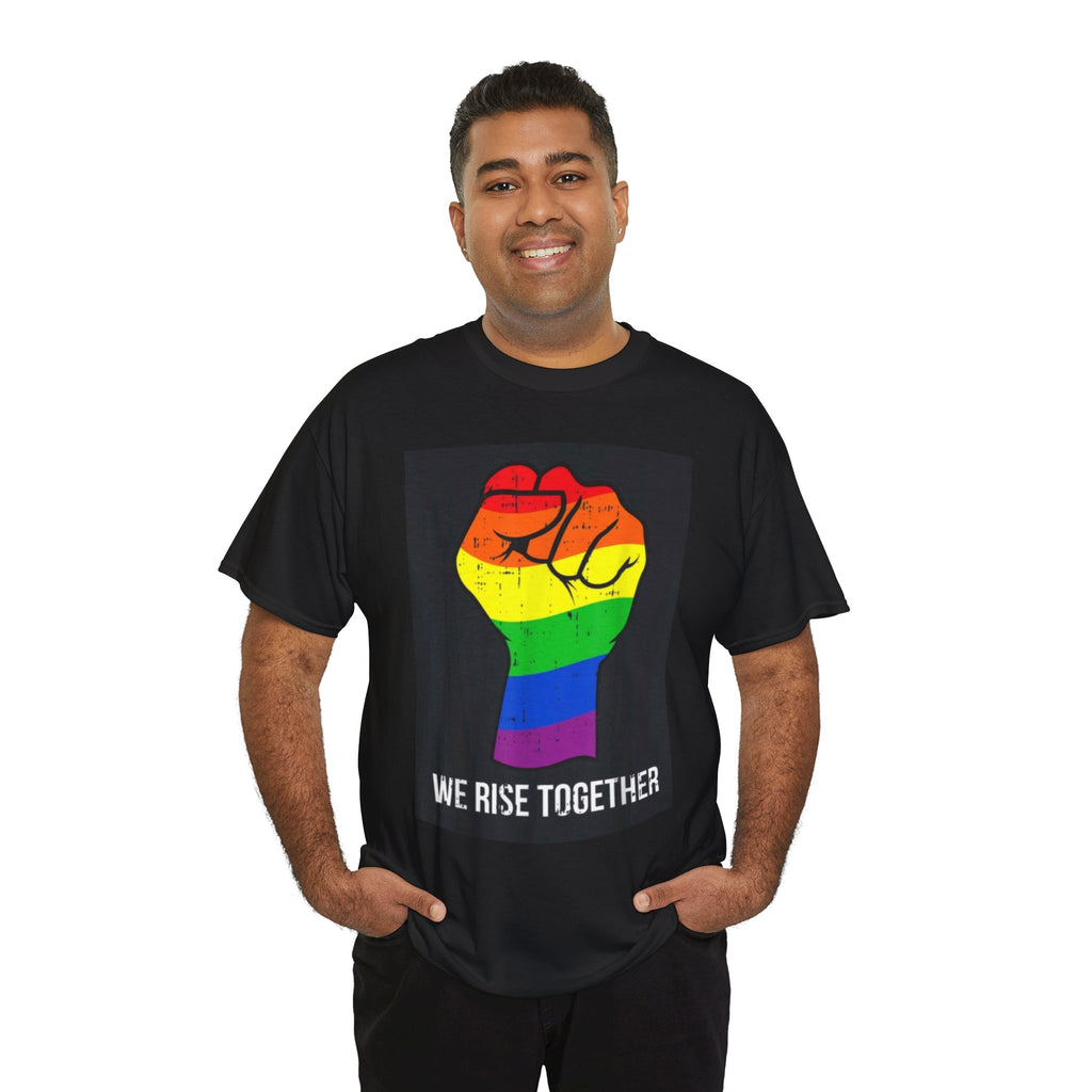 We Rise Together Rainbow Fist T-Shirt