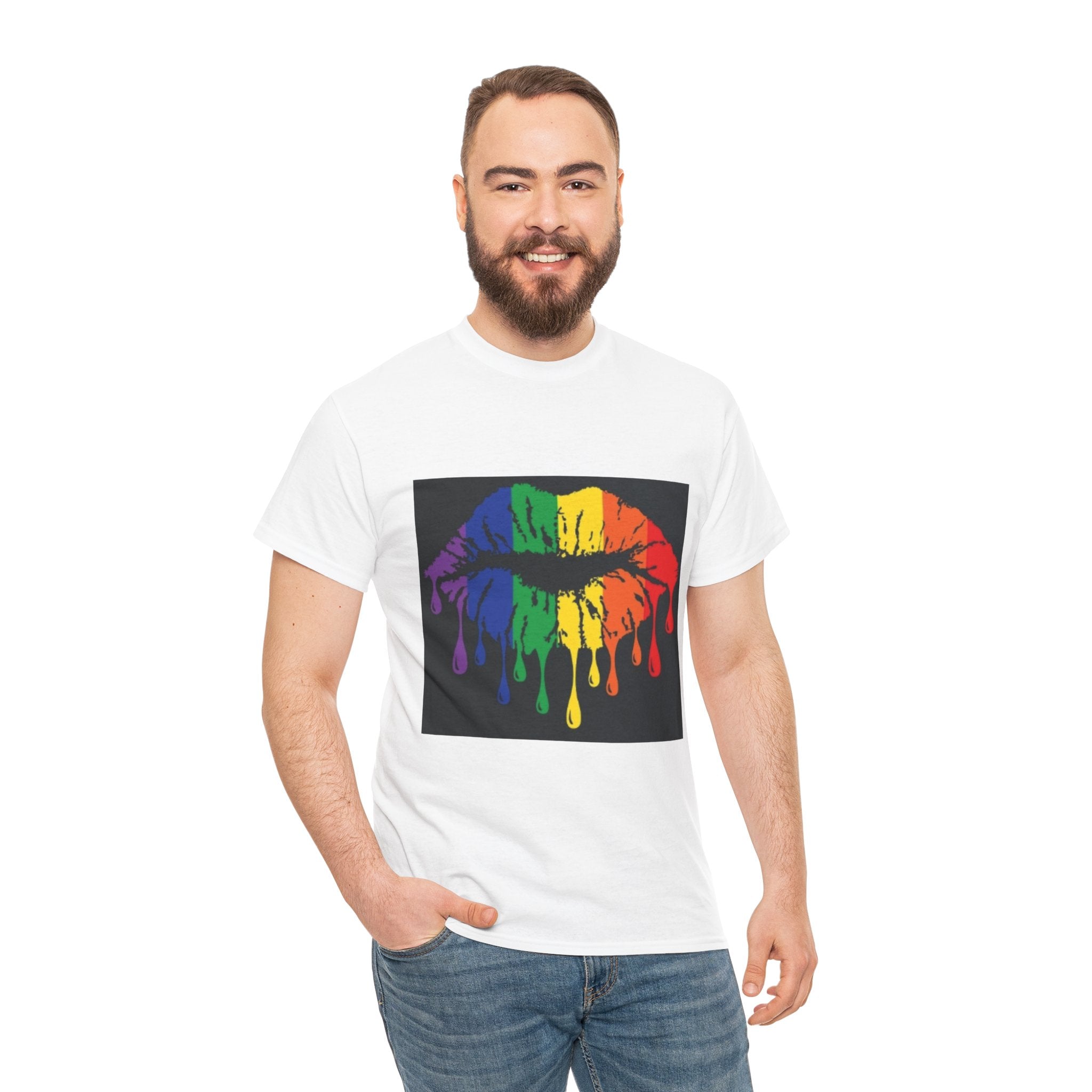 Rainbow Drip Kiss T-Shirt – LGBTQ+ Pride Graphic Tee