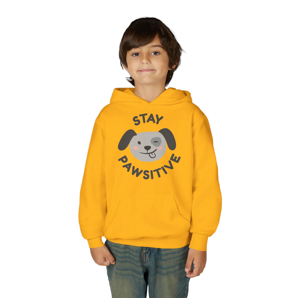 Stay Pawsitive Youth Hoodie – Cute Dog Graphic Kids Sweatshirt