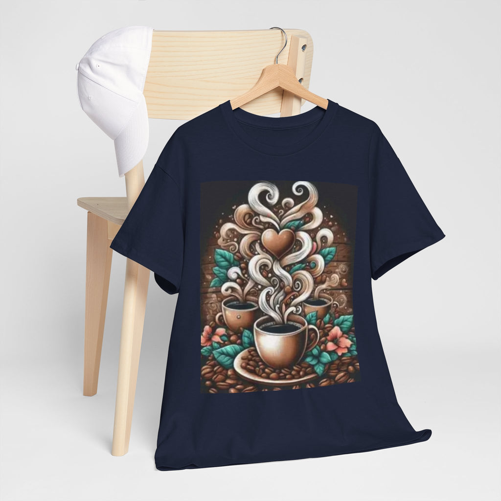 Coffee Cup T-Shirt — Whimsical Steaming Heart Coffee Design