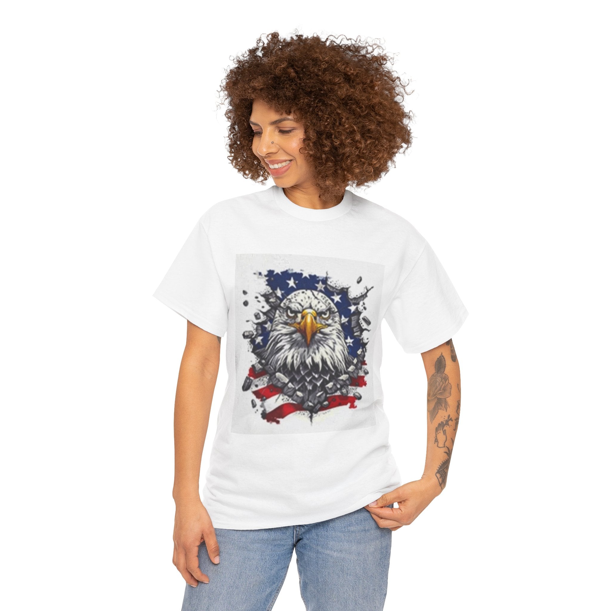 Eagle American Flag T-Shirt — Patriotic Bald Eagle Graphic Tee for 4th of July
