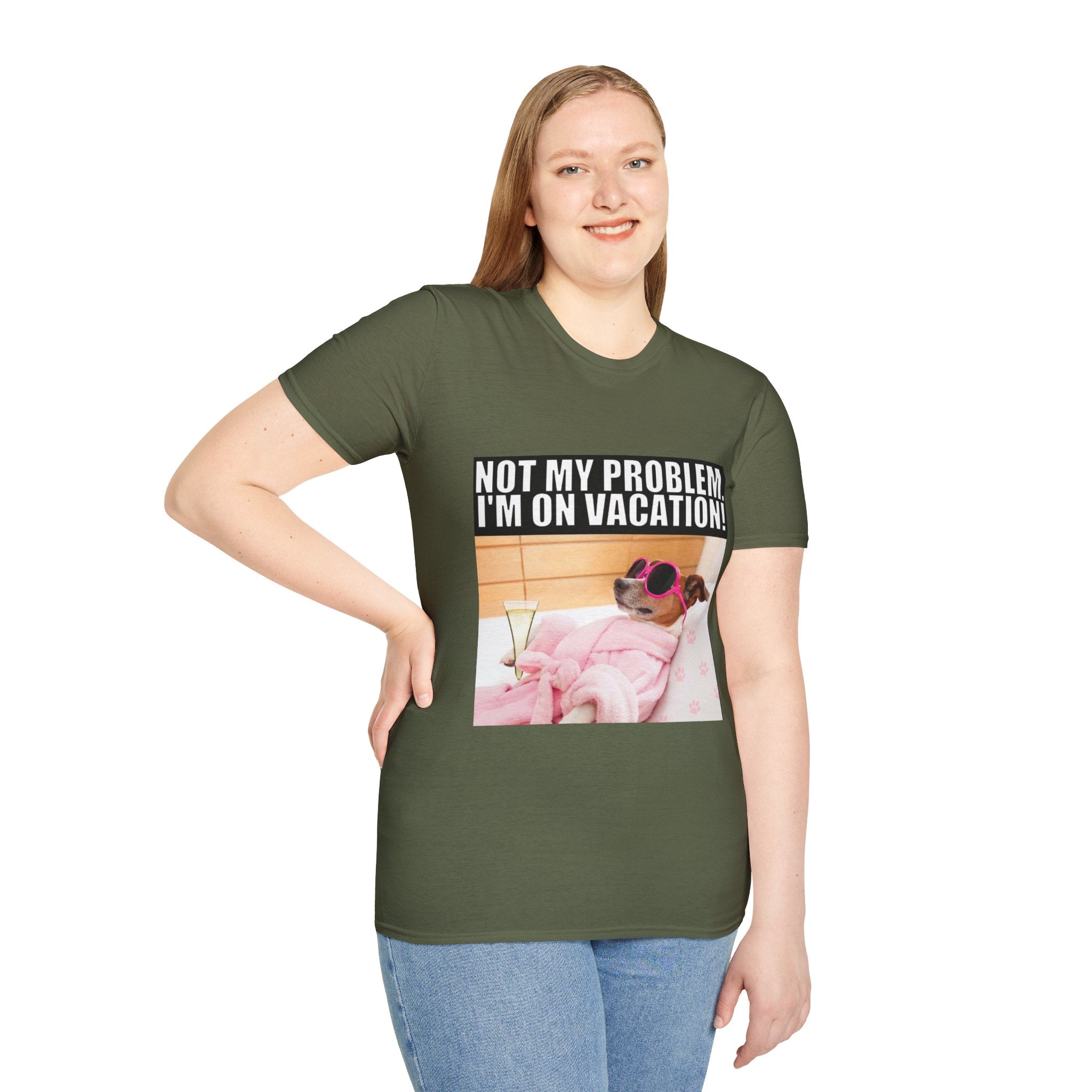 Vacation Vibes T-Shirt — "Not My Problem, I'm On Vacation" Relaxed Dog Graphic Tee