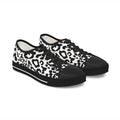 Leopard Print Low Top Sneakers — Black & White Casual Canvas Shoes
