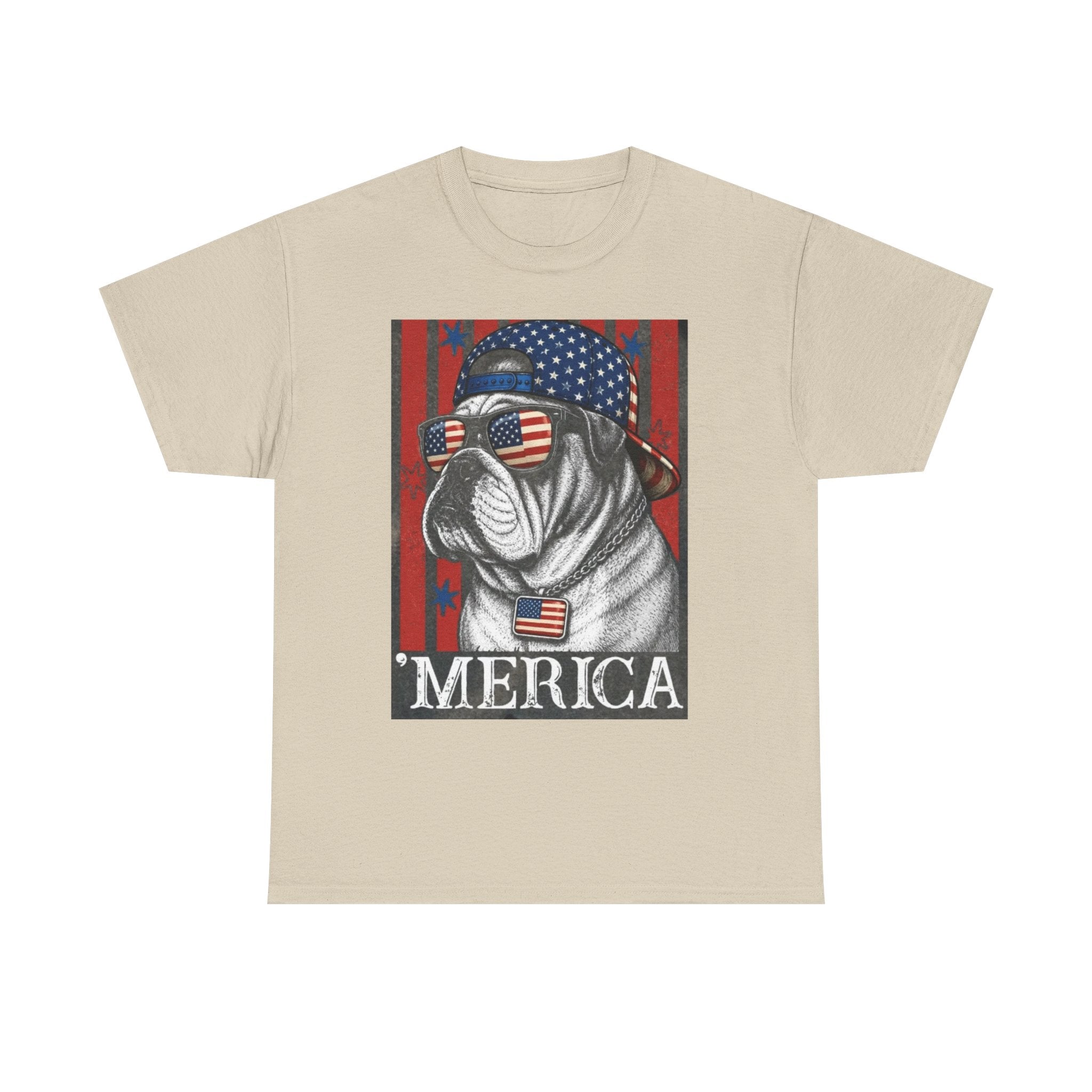 'Merica Bulldog T-Shirt — Patriotic American Flag Tee for Fourth of July