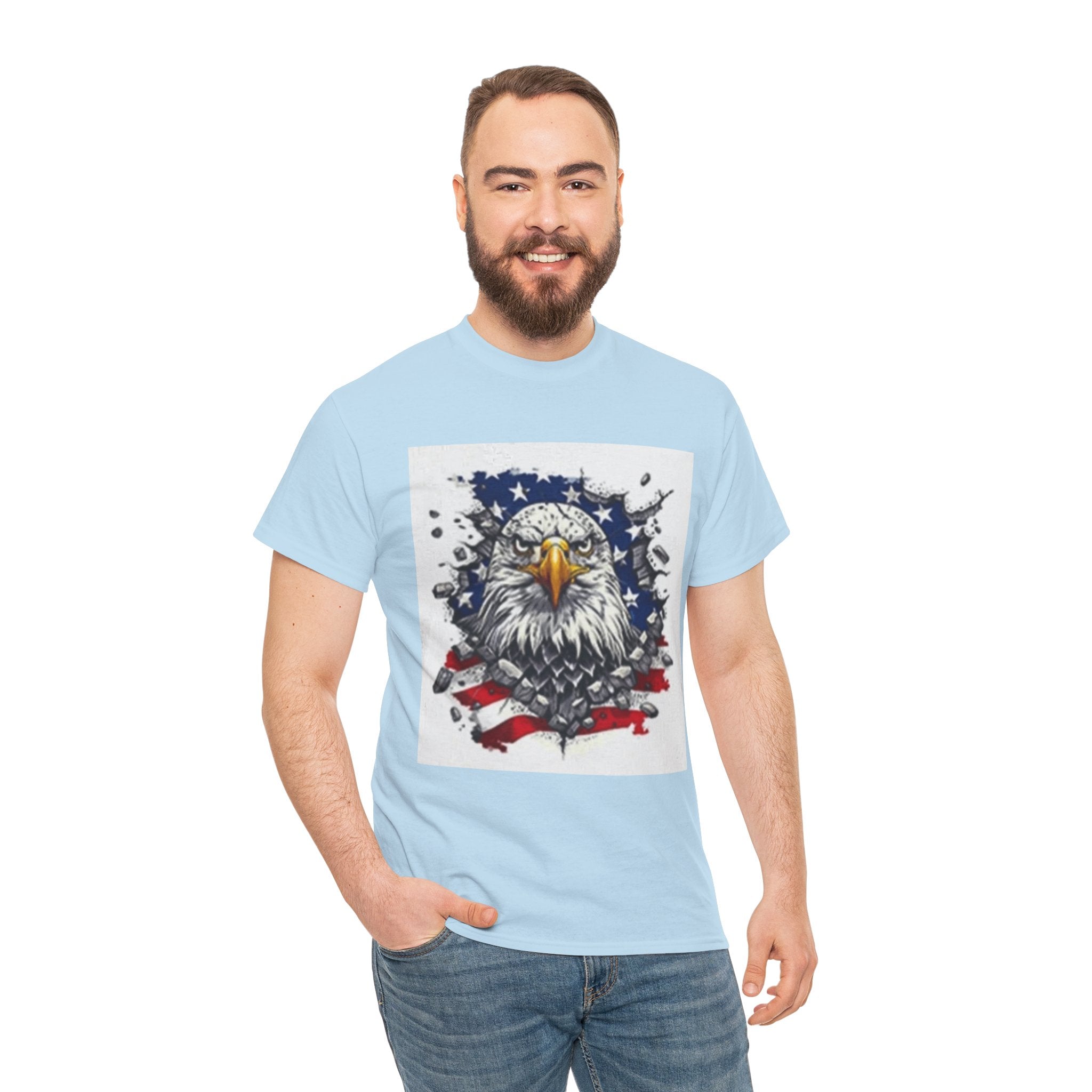 Eagle American Flag T-Shirt — Patriotic Bald Eagle Graphic Tee for 4th of July