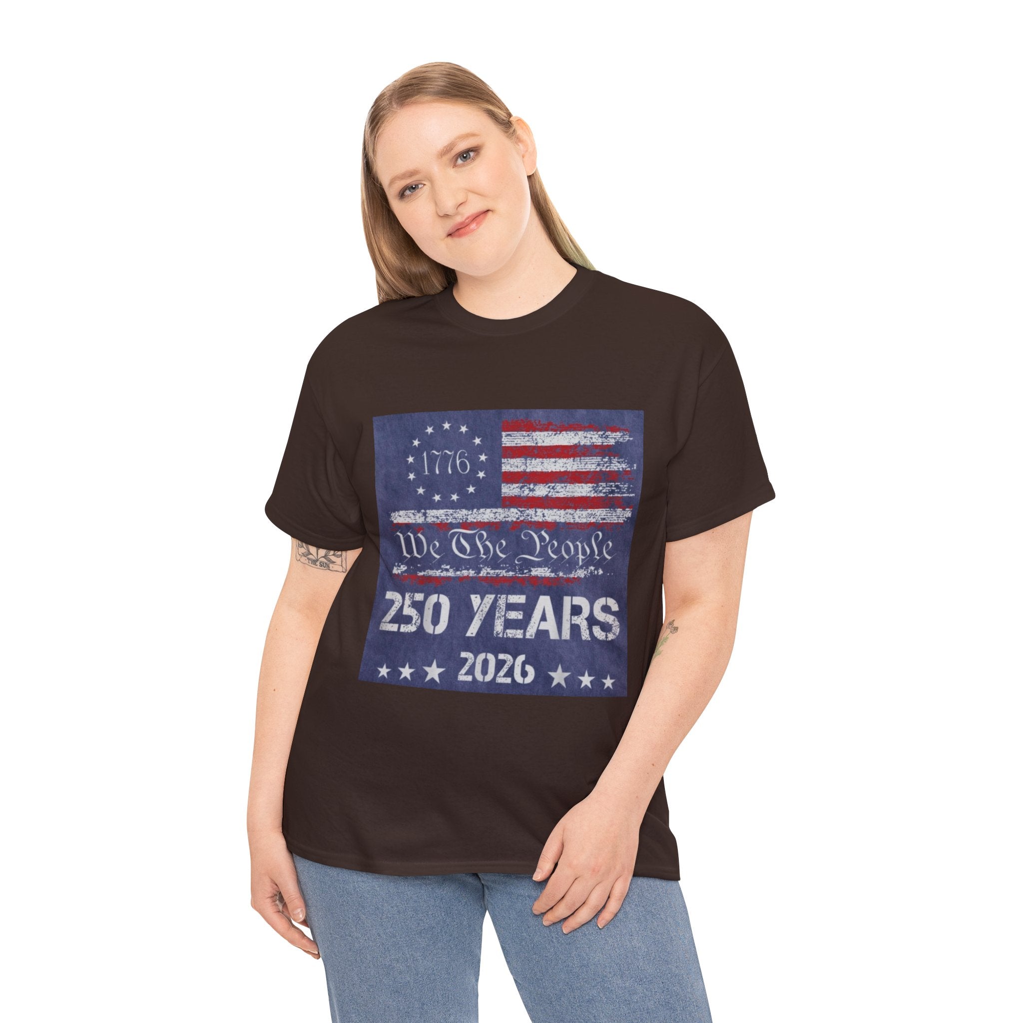 T-Shirt — Vintage 'We The People 250 Years 2026' Patriotic American Flag Tee