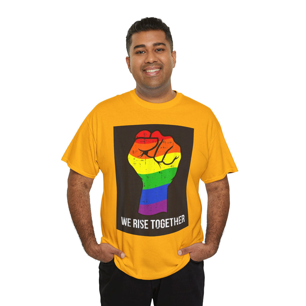 We Rise Together Rainbow Fist T-Shirt
