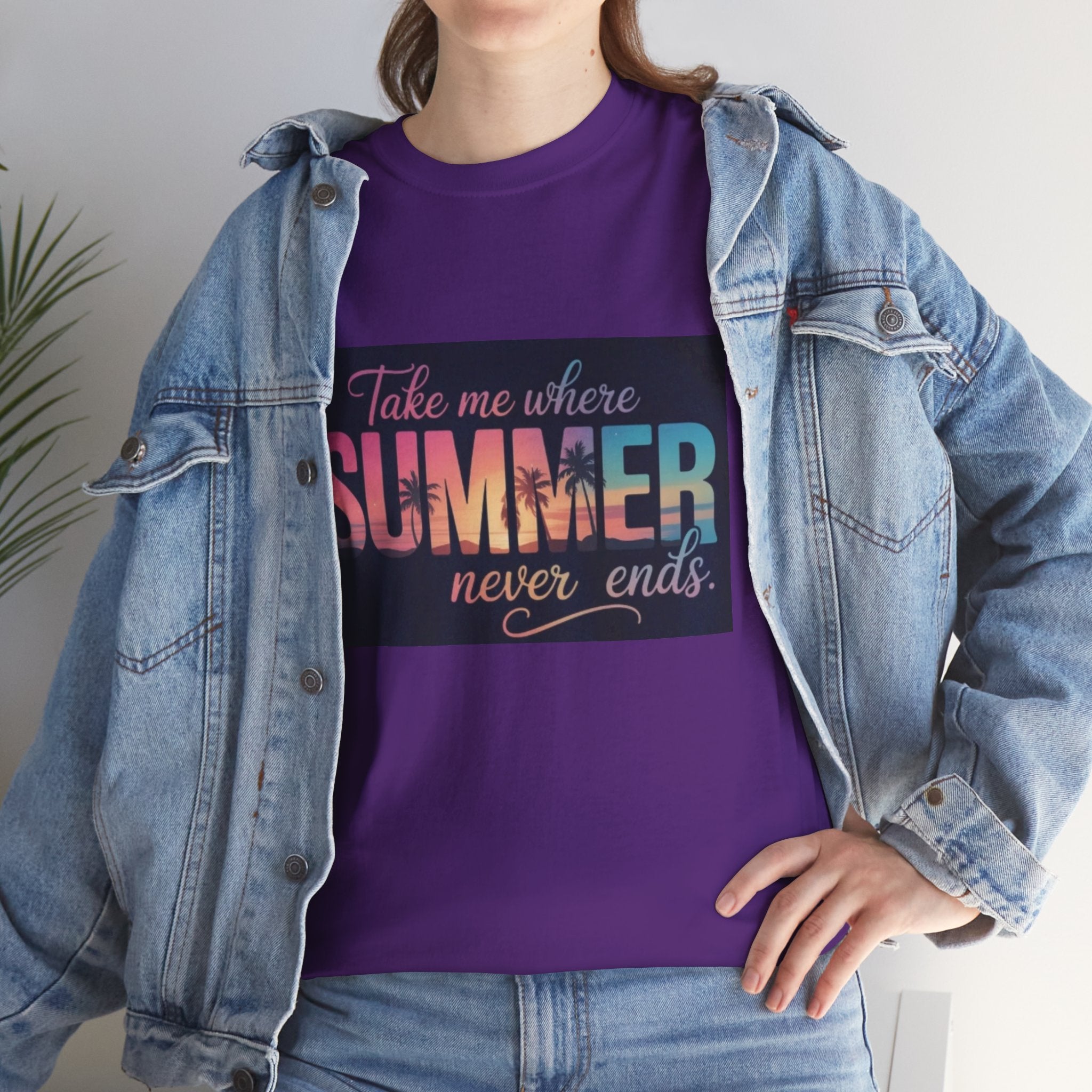 T-Shirt — "Take Me Where Summer Never Ends" Retro Beach Vibes