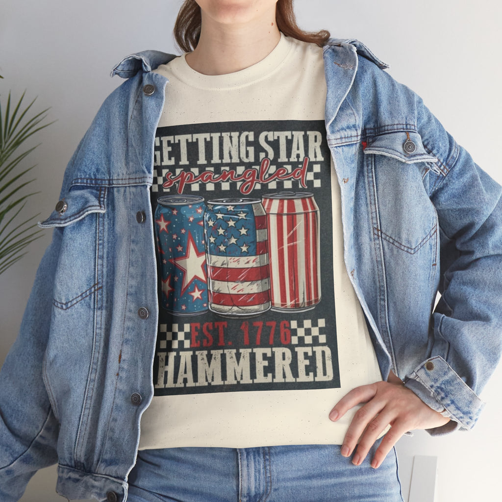 Getting Star Hammered Tee — Patriotic 4th of July Beer Can T-Shirt (Est. 1776)