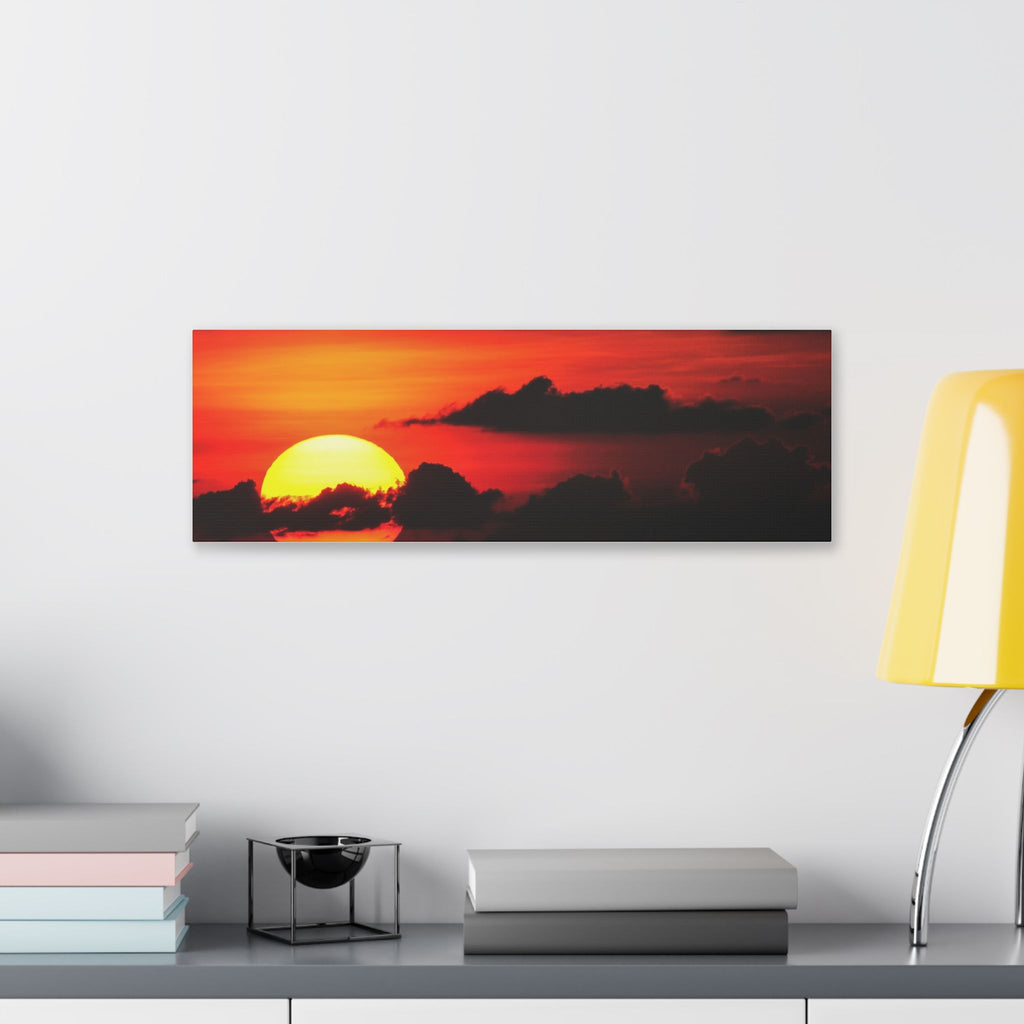 Sunset Ocean Canvas Print — Dramatic Red Sunset Wall Art