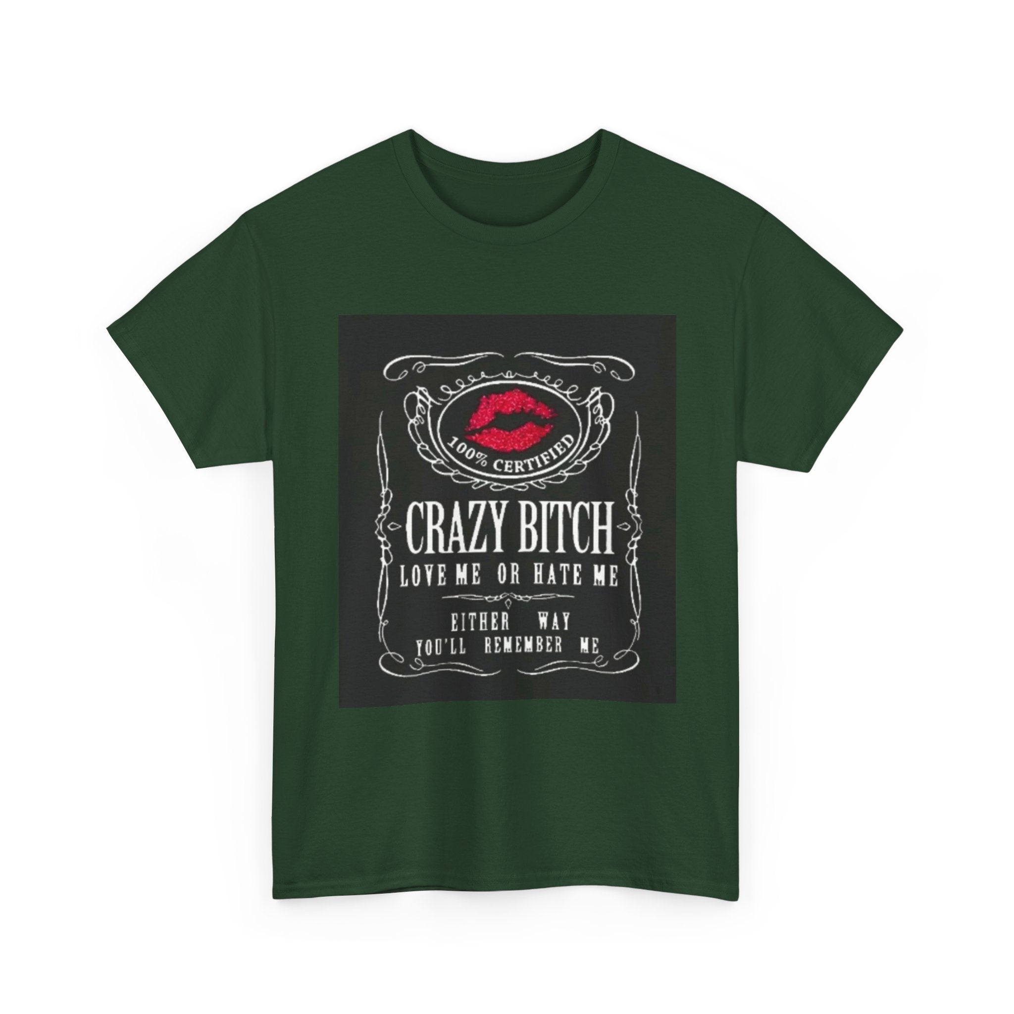Crazy Bitch Graphic Tee – 'Love Me or Hate Me' Retro Lip Print