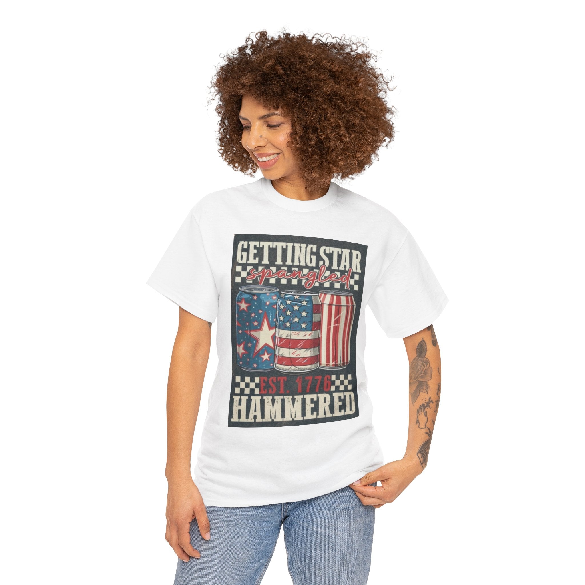 Getting Star Hammered Tee — Patriotic 4th of July Beer Can T-Shirt (Est. 1776)
