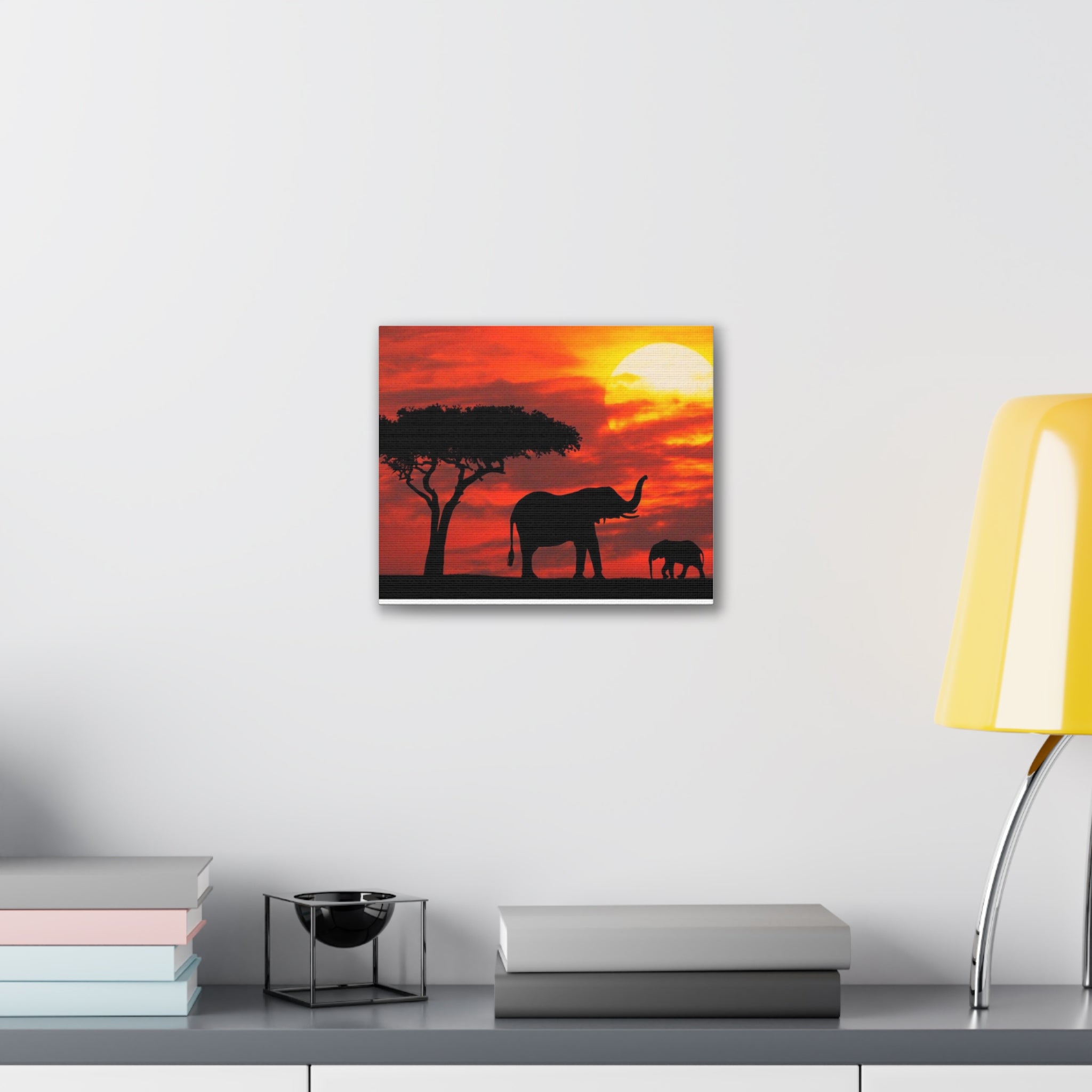 Elephant Sunset Canvas Print — African Safari Wall Art