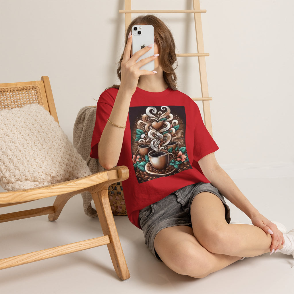 Coffee Cup T-Shirt — Whimsical Steaming Heart Coffee Design