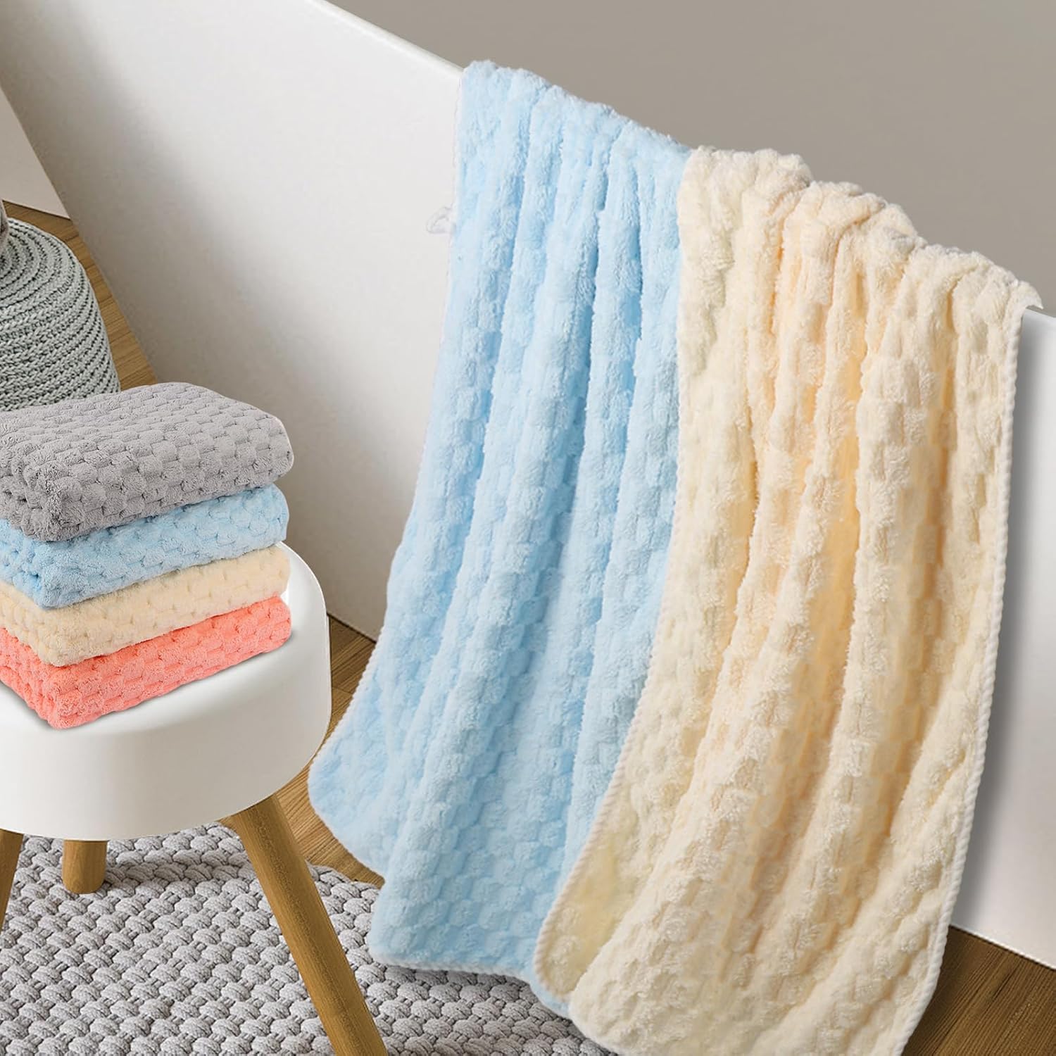 Luxury Microfiber Bath Towels 4-Pack  8X Absorbent Quick-Dry 27.5x55in Ultra Lightweight & Hypoallergenic For Spa Gym Travel  Super Soft Bath Sheets Set Mixed Color