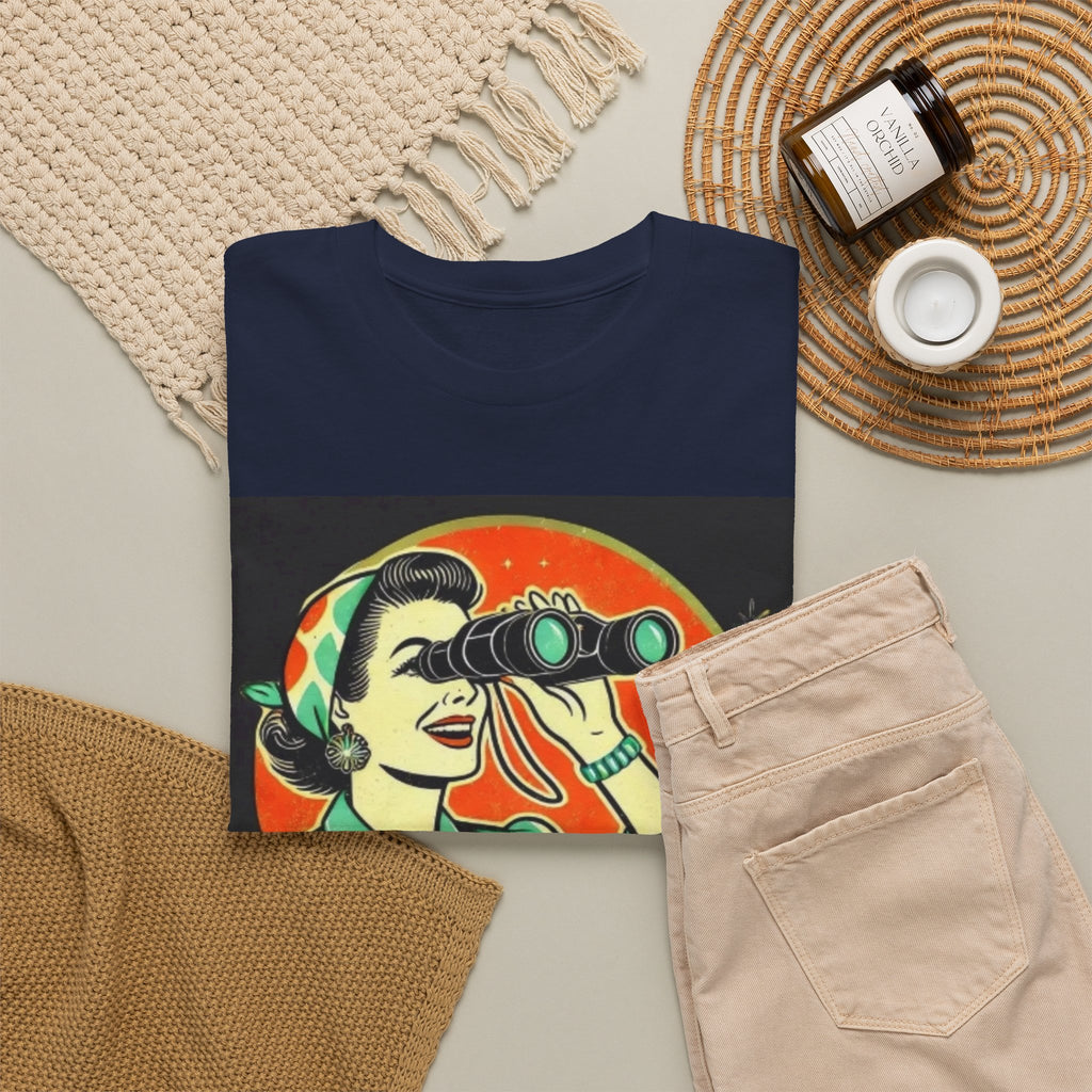 Graphic Tee — "Oh, Look! Nobody Gives a Shit" Retro Binoculars Design