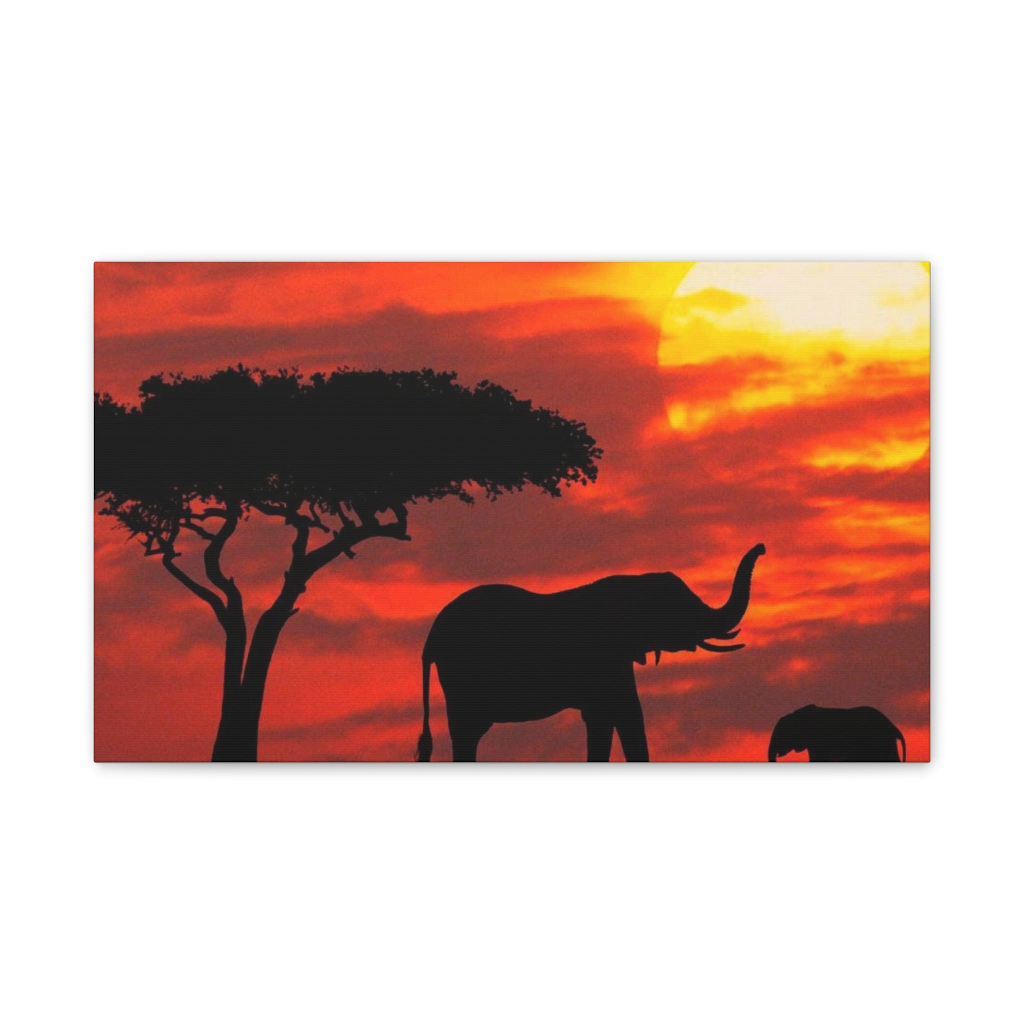 Elephant Sunset Canvas Print — African Safari Wall Art